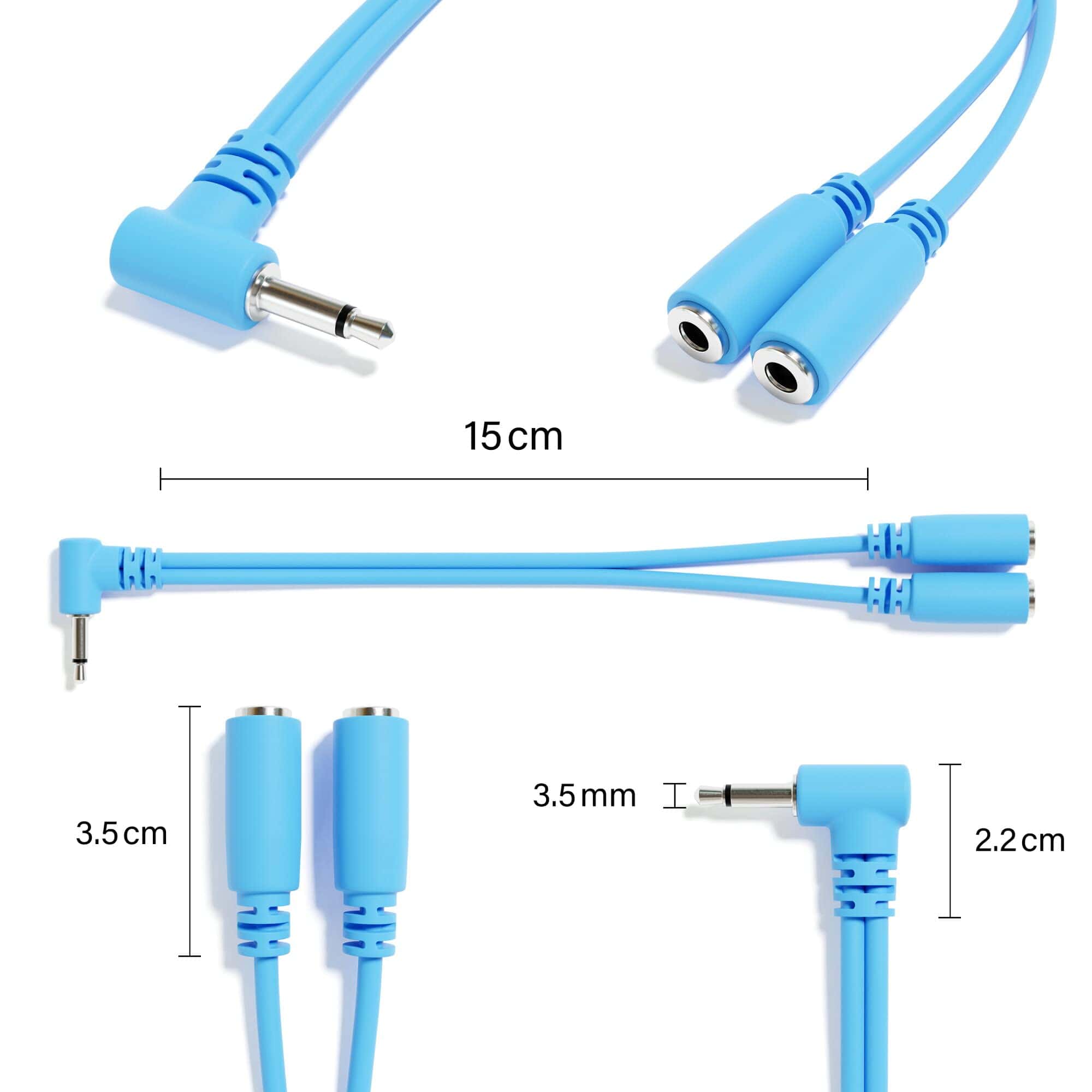 ExcelValley - 5-Pack - Cable Divisor Mono en Ángulo Recto Y - Imagen 3