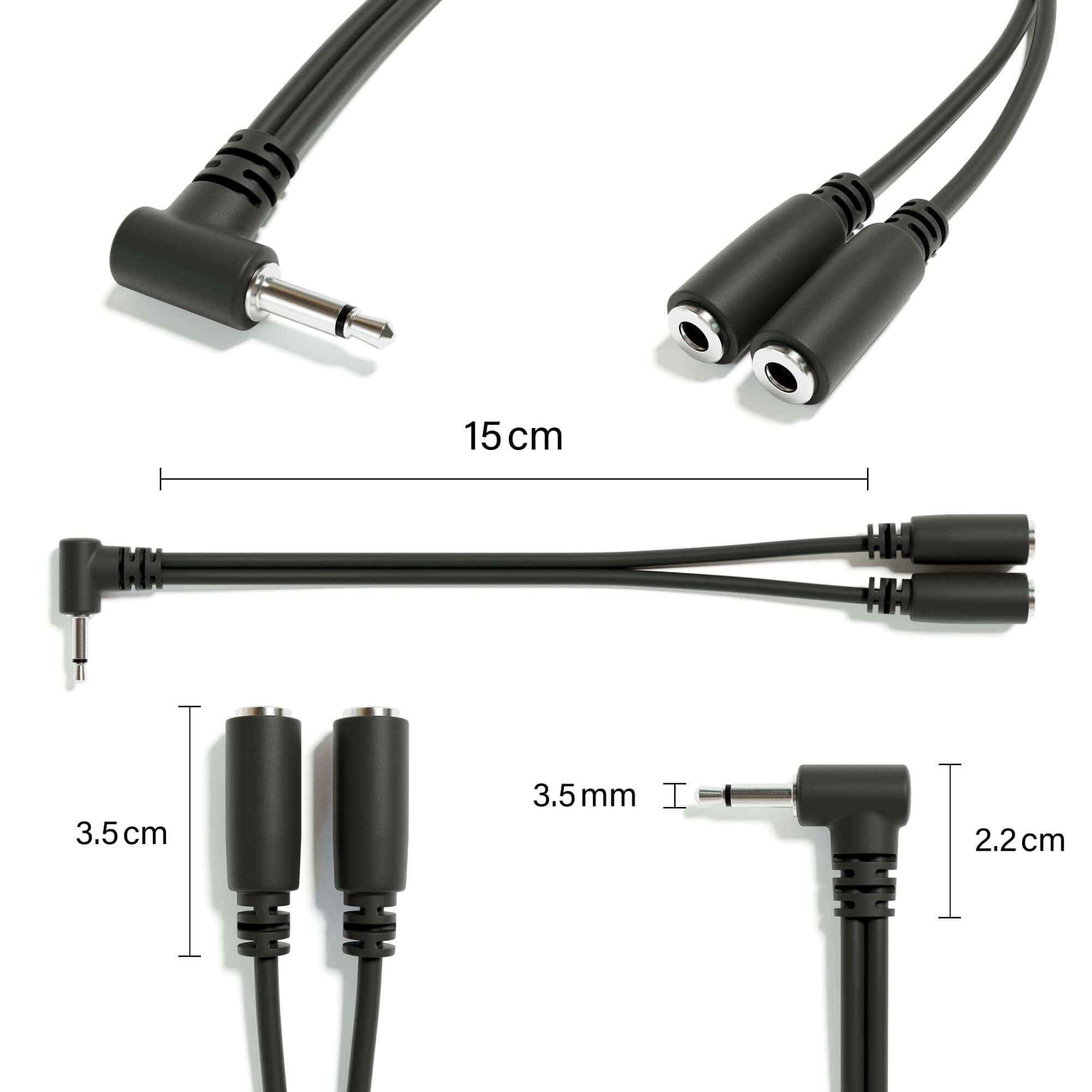 ExcelValley - Pack de 5 - Cable Divisor Mono en Ángulo - Imagen 3
