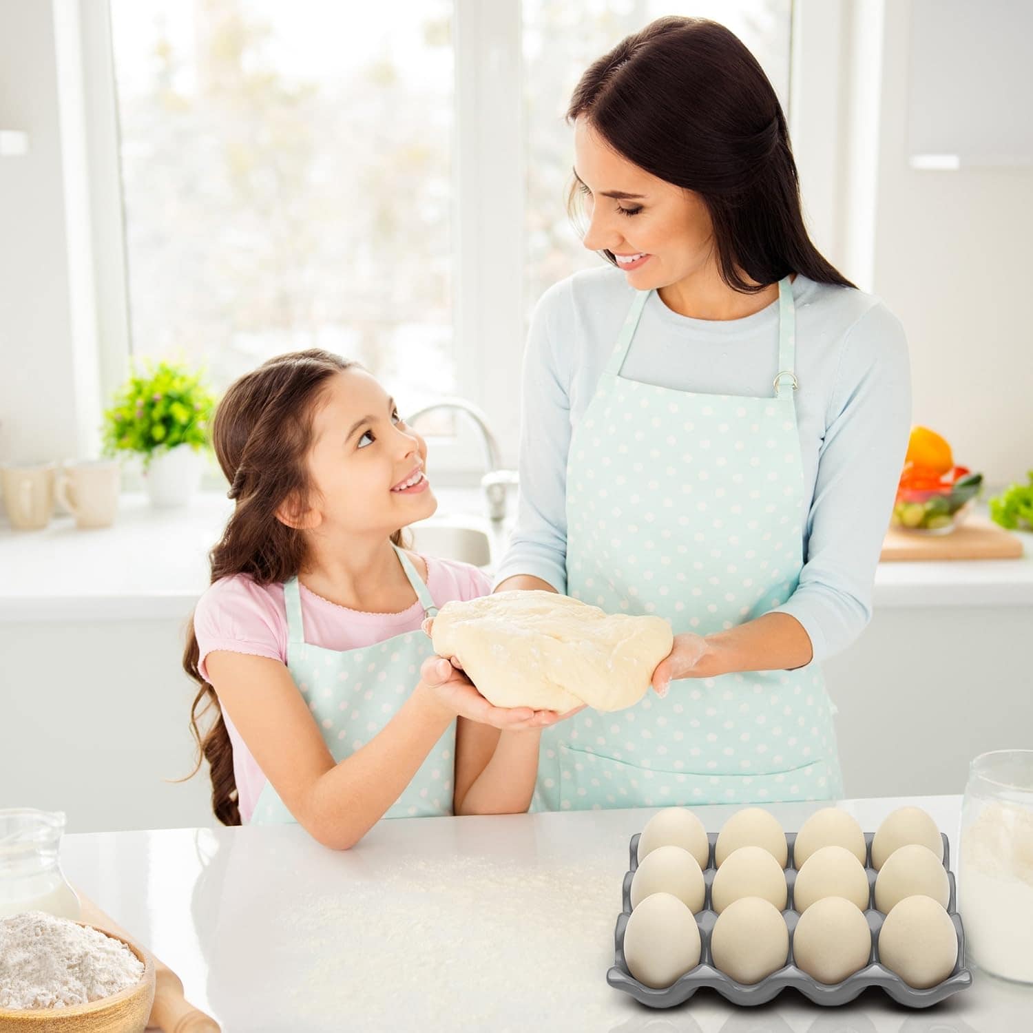 Porta huevos de cerámica Flexzion 12 + 6 tazas para nevera - Imagen 9