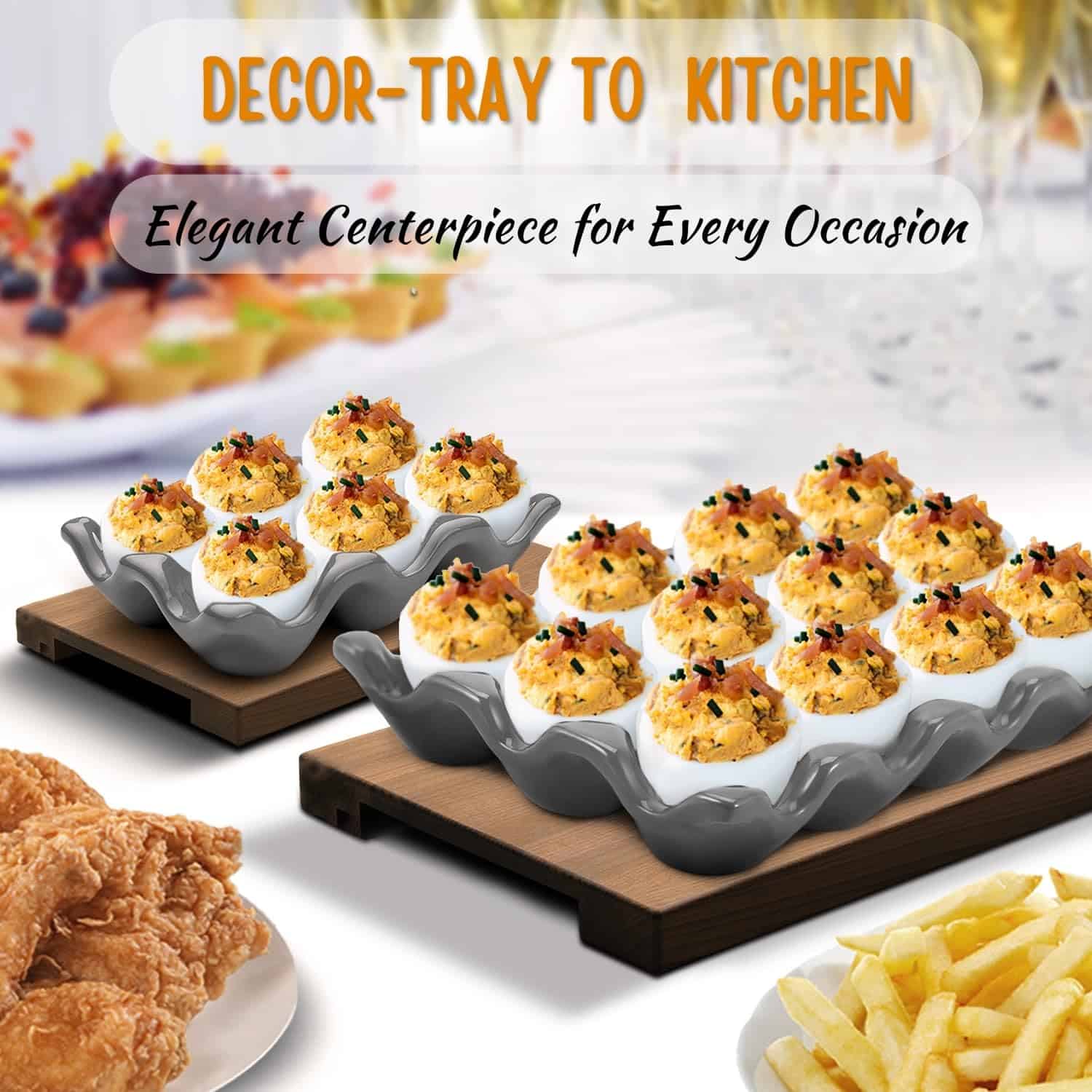 Porta huevos de cerámica Flexzion 12 + 6 tazas para nevera - Imagen 3