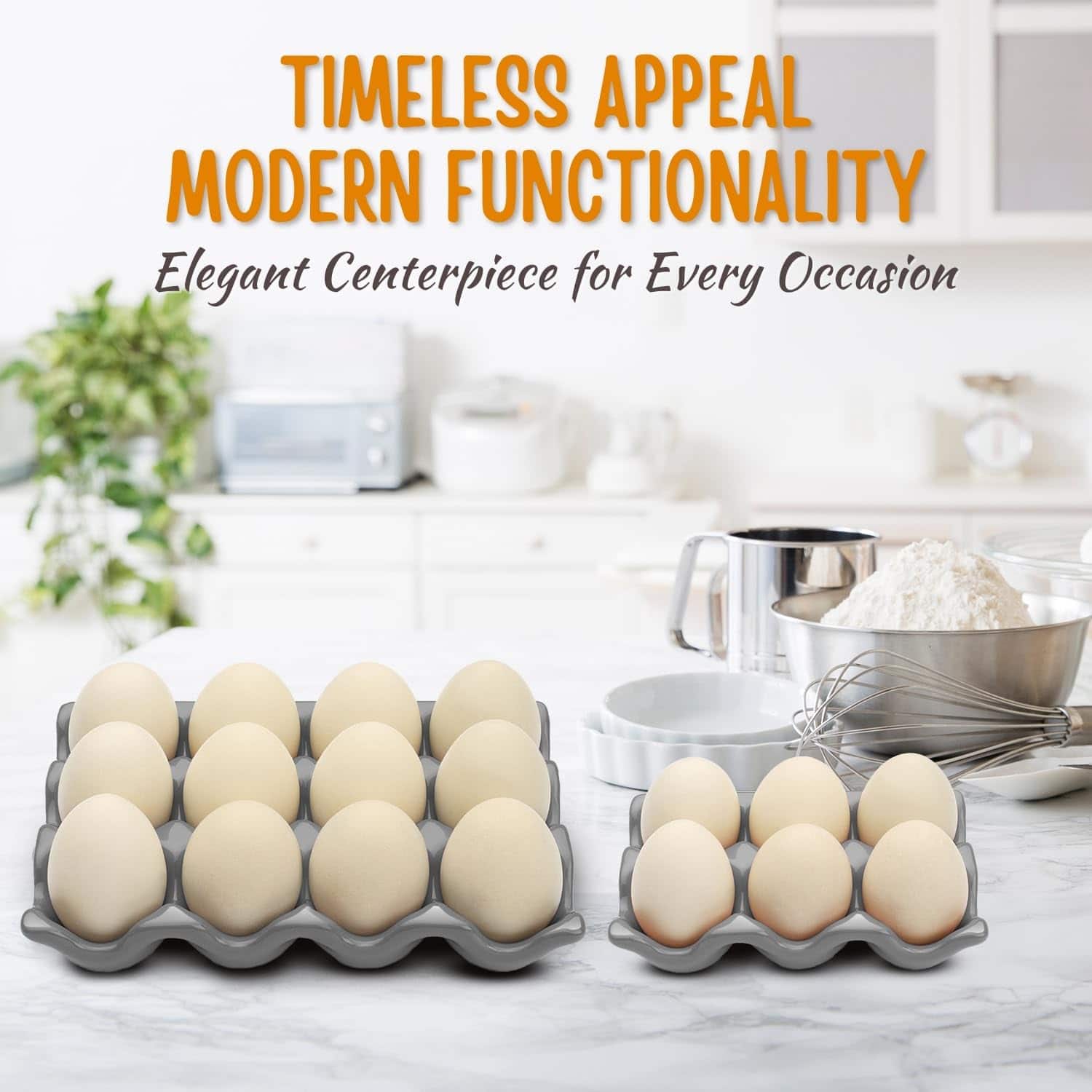 Porta huevos de cerámica Flexzion 12 + 6 tazas para nevera - Imagen 6