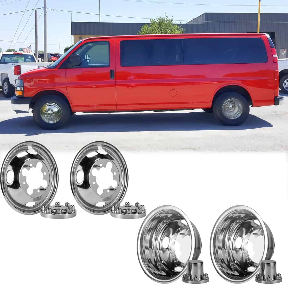 VICOJETOR 4pcs 16" Simuladores de Rueda de Acero Inoxidable