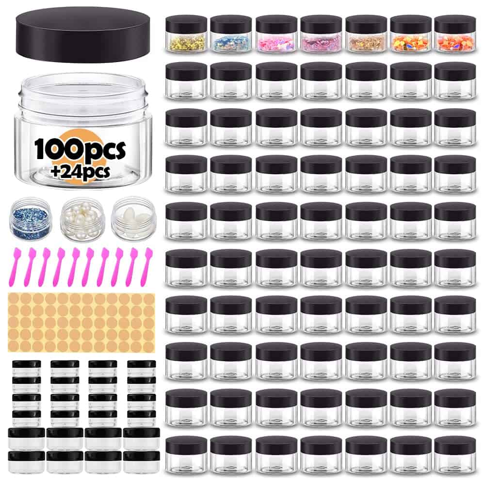 Recipientes de plástico de 1 oz con tapas 100 piezas Tarros