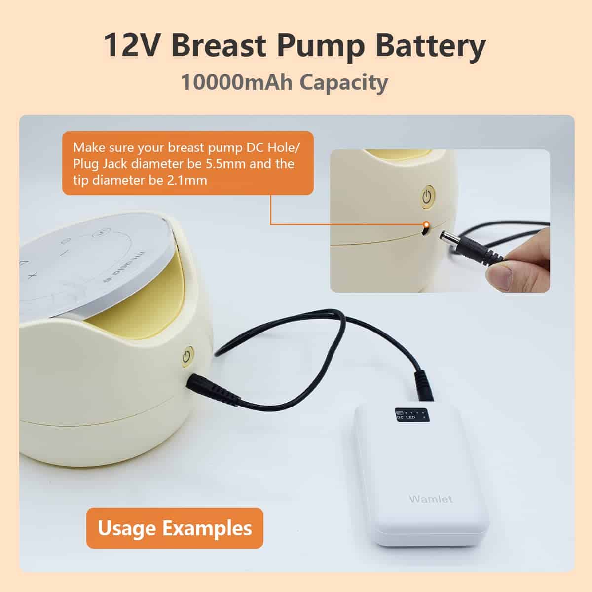 Batería y Cargador portátil para Extractor de Leche Wamlet - Imagen 4