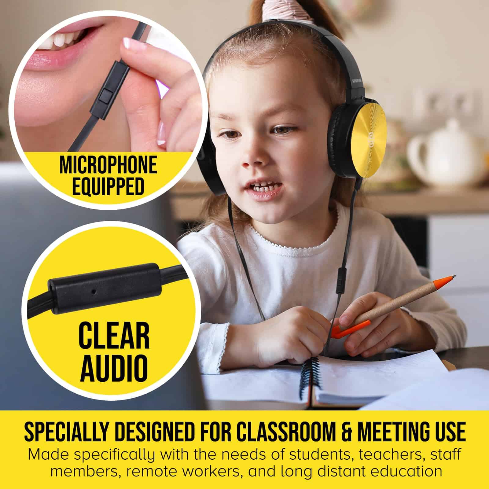 Audífonos para Aula - Paquete de 25 con Micrófono, - Imagen 3