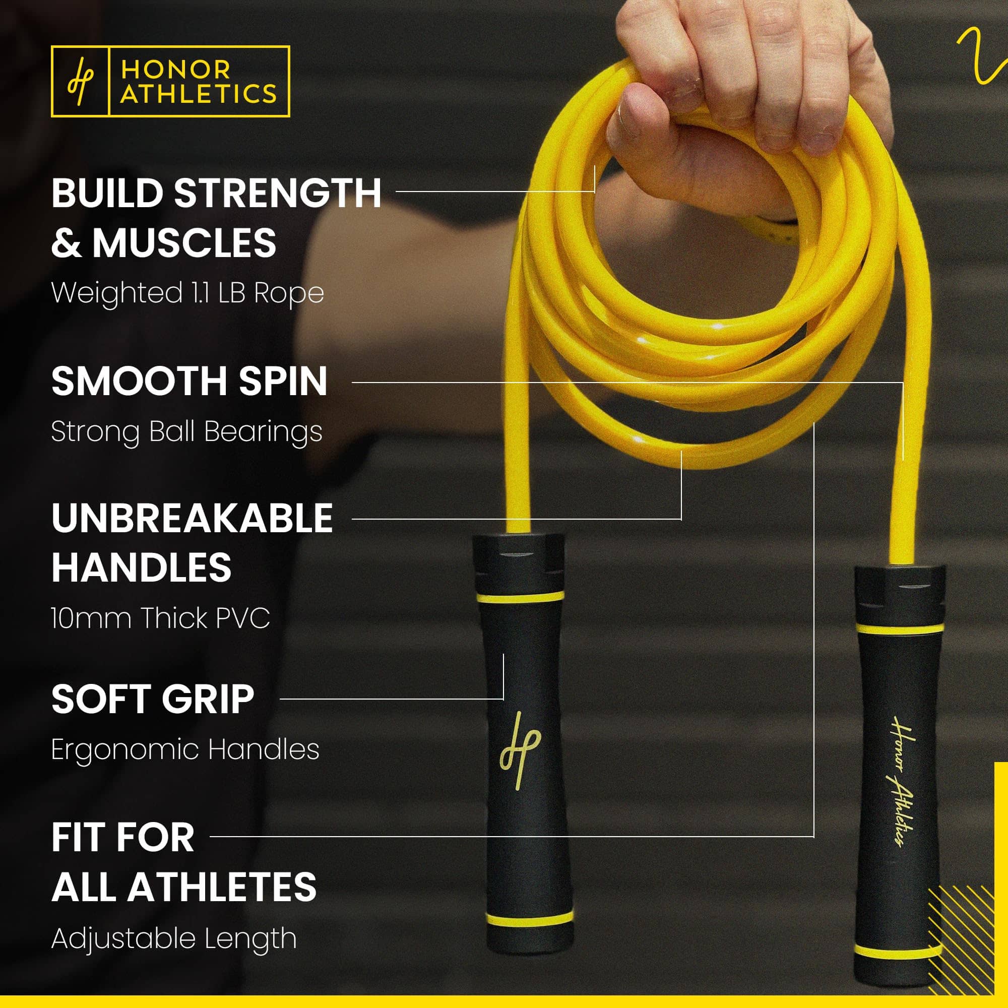 Cuerda para saltar pesada Honor Athletics de 1.1lb para - Imagen 3
