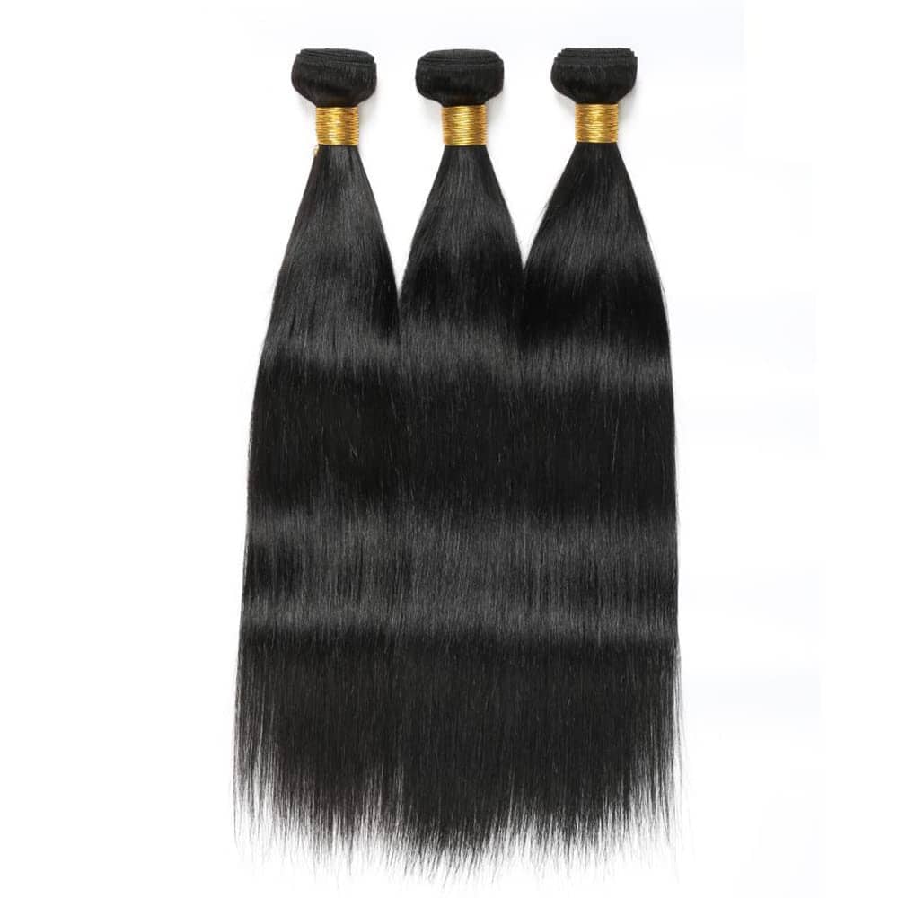 Paquete de Extensiones de Cabello Humano Liso Natural Negro - Imagen 3