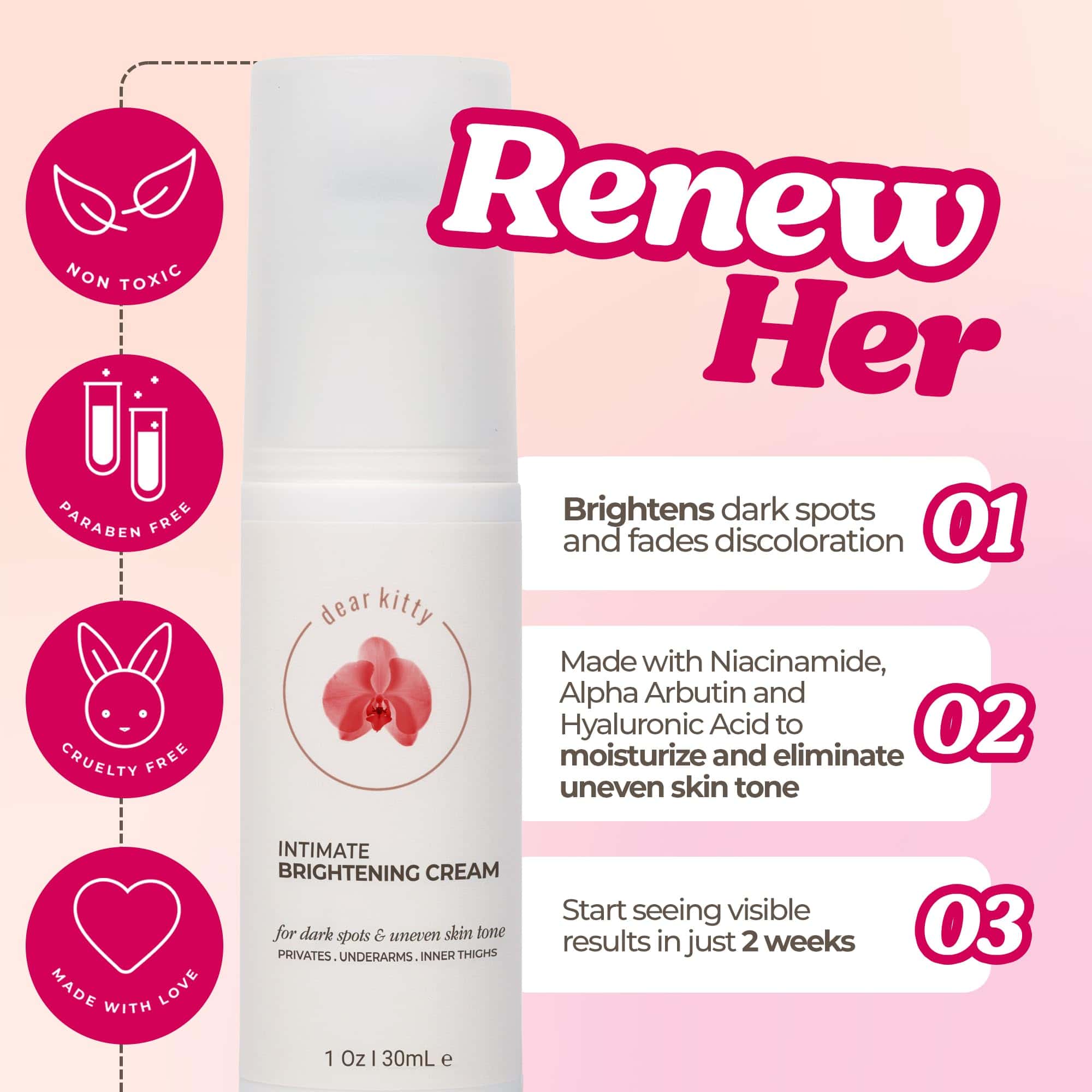 Crema Dear Kitty para Manchas Oscuras en Zonas Íntimas - - Imagen 6