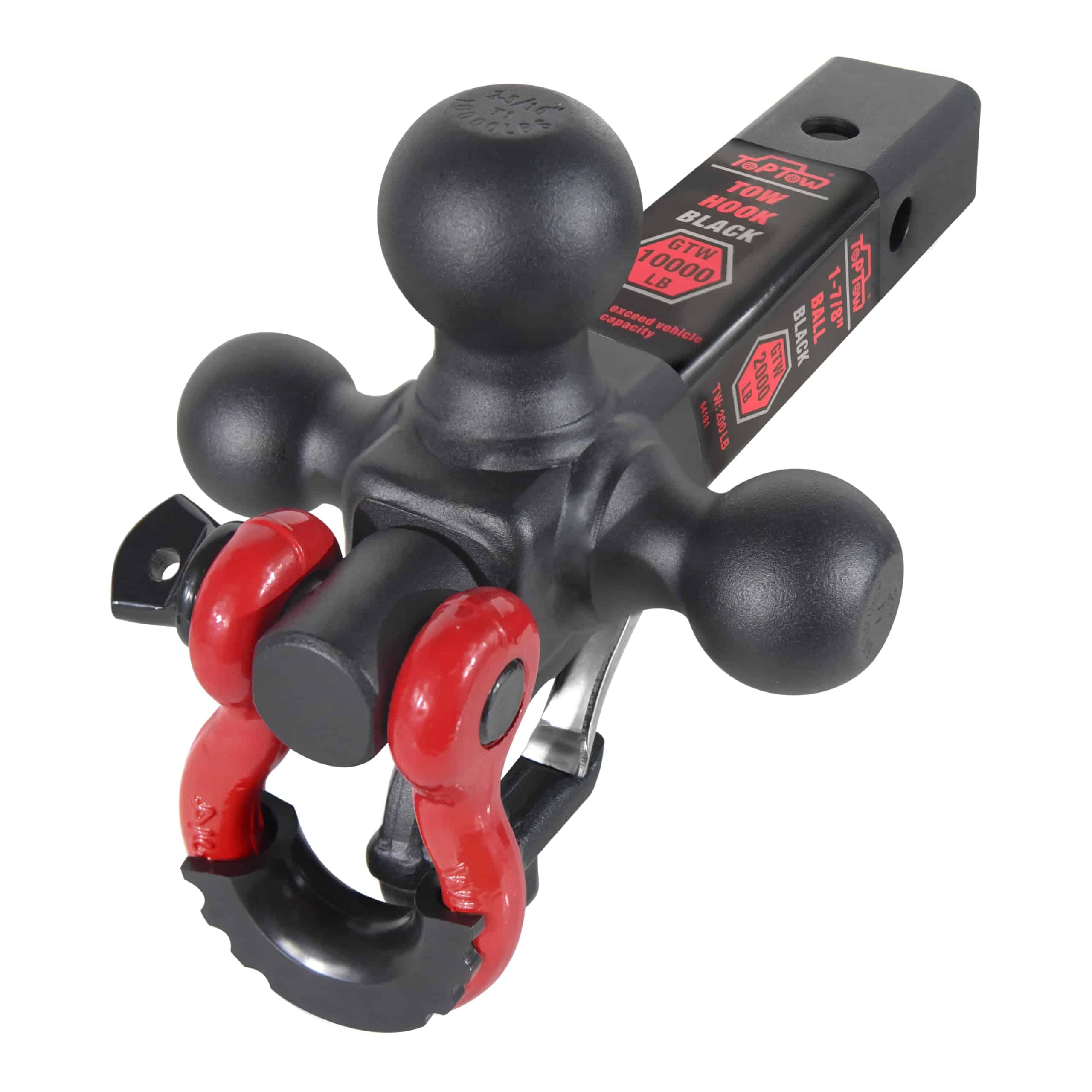 TOPTOW Recovery Shackle Ball Hitch Mount con Triple Bola