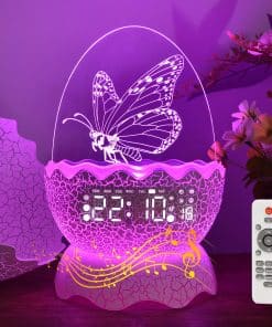 Lámpara de mariposa con luz nocturna y ruido blanco para