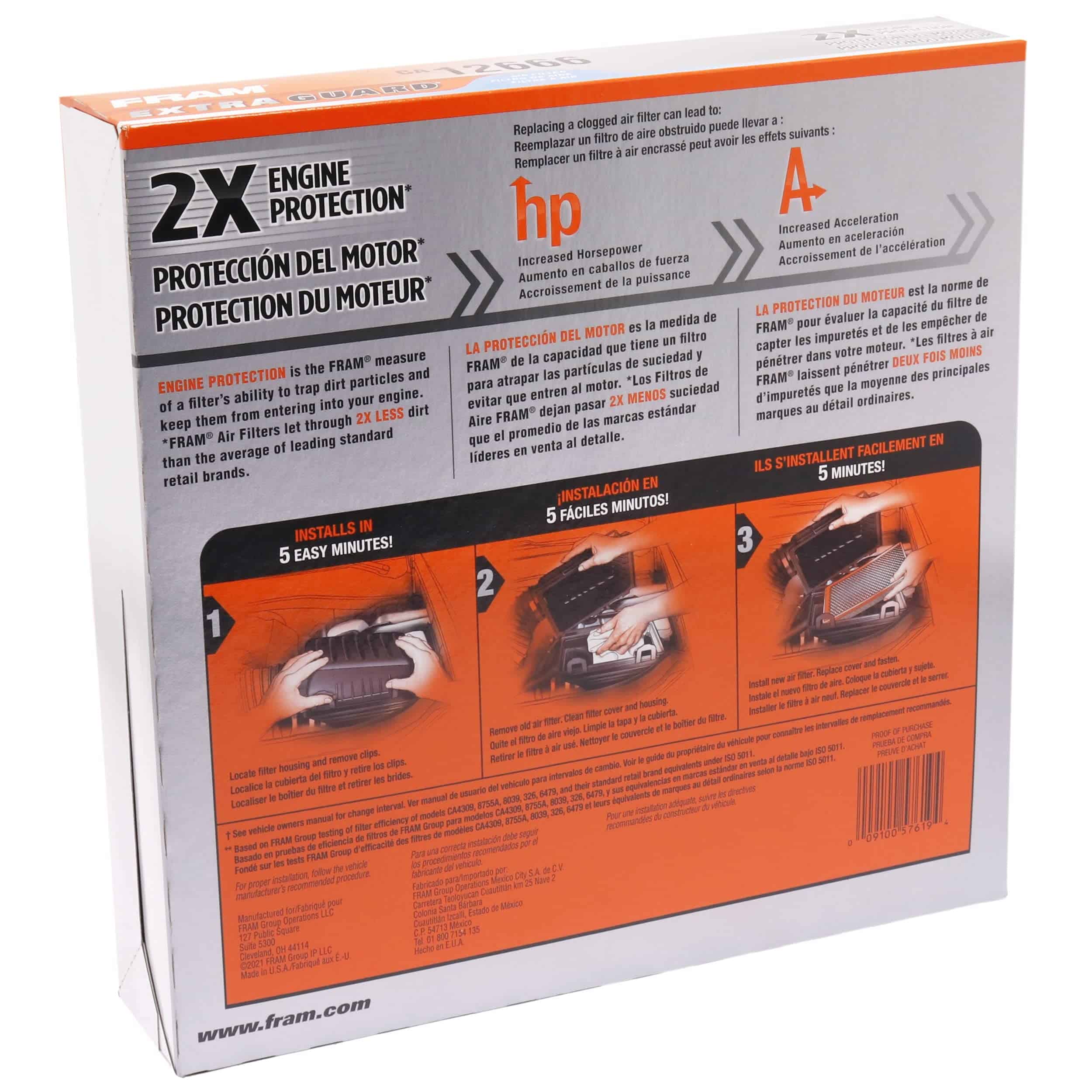 Filtro de aire de motor de repuesto FRAM Extra Guard - Imagen 6