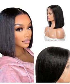 Peluca Bob de Cabello Humano 13x4 con Encaje HD para