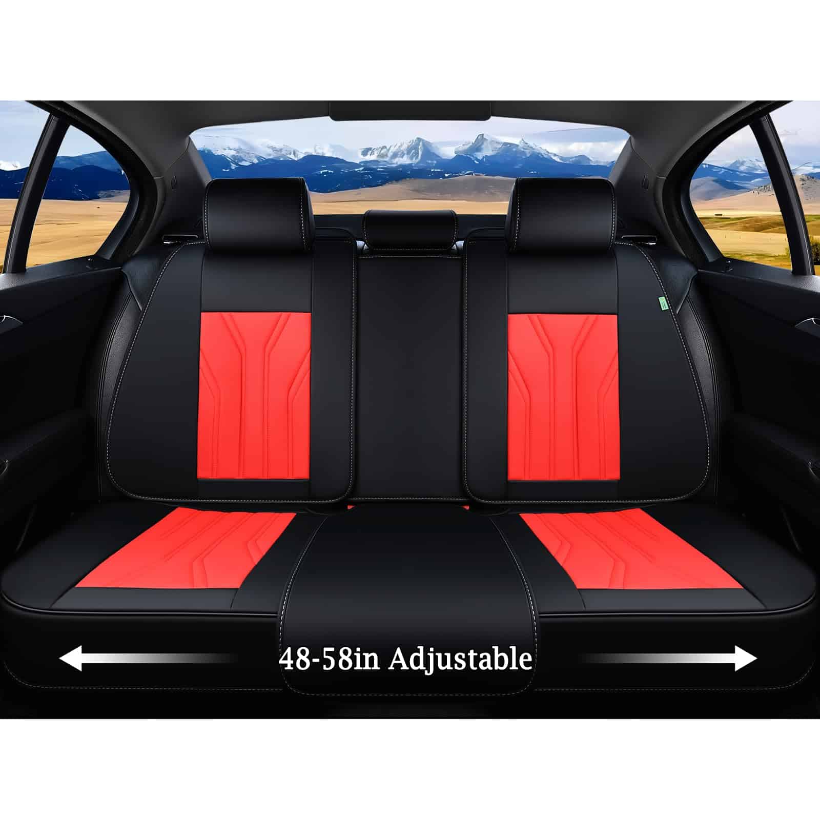 Fundas de Asiento de Cuero FLORICH, Juego -Negro y Rojo - Imagen 5