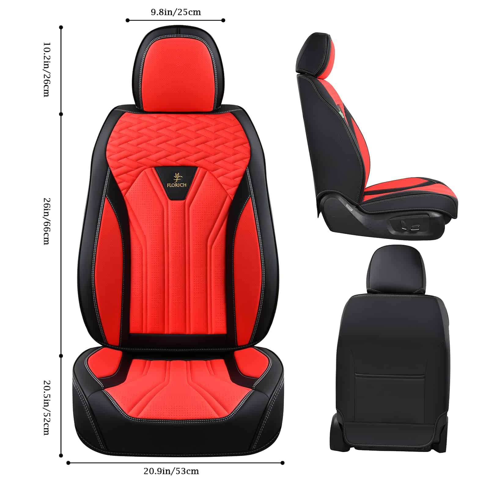 Fundas de Asiento de Cuero FLORICH, Juego -Negro y Rojo - Imagen 4