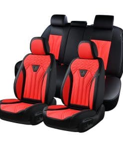 Fundas de Asiento de Cuero FLORICH, Juego -Negro y Rojo