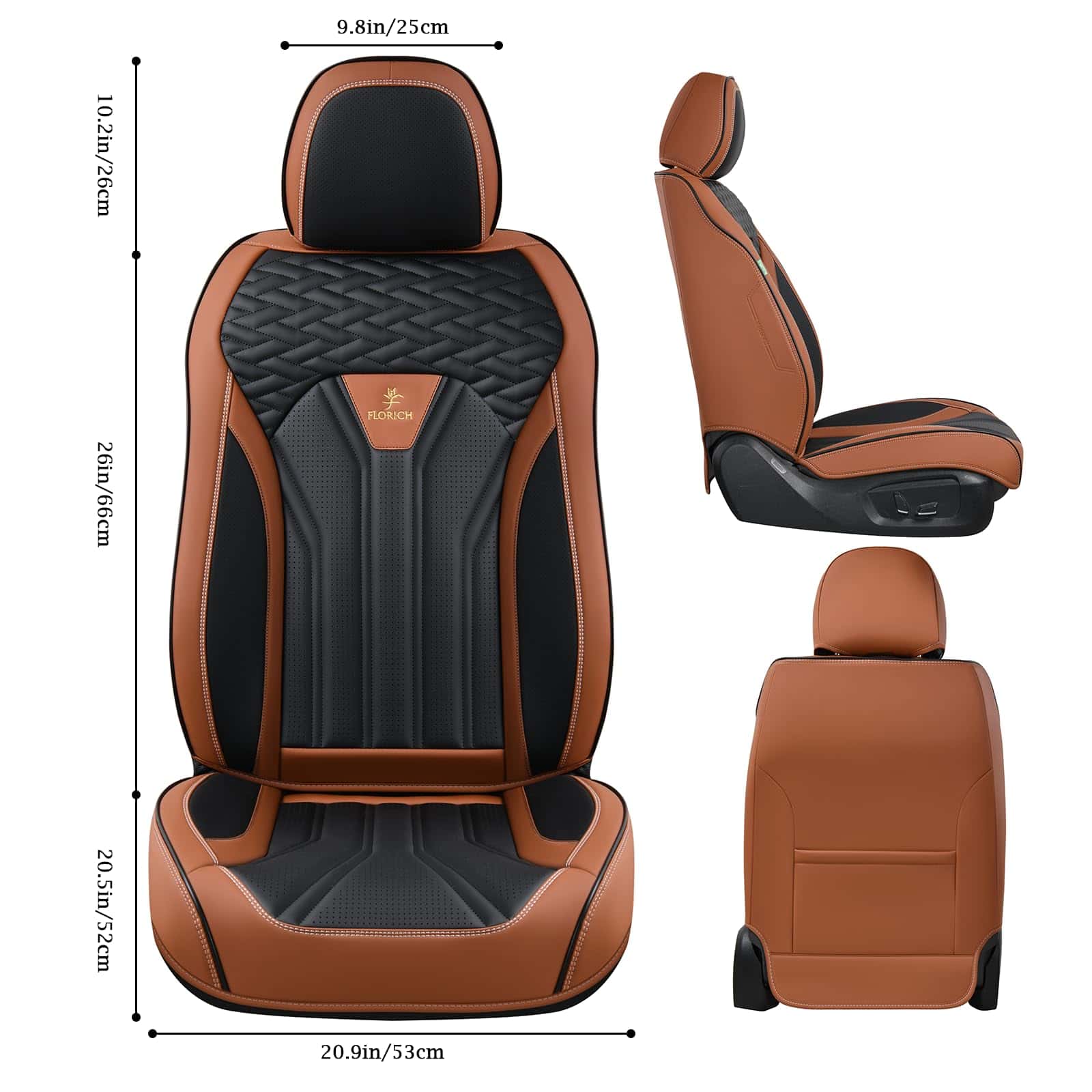 Fundas de Asiento de Cuero FLORICH, Juego -Marrón y Negro - Imagen 4