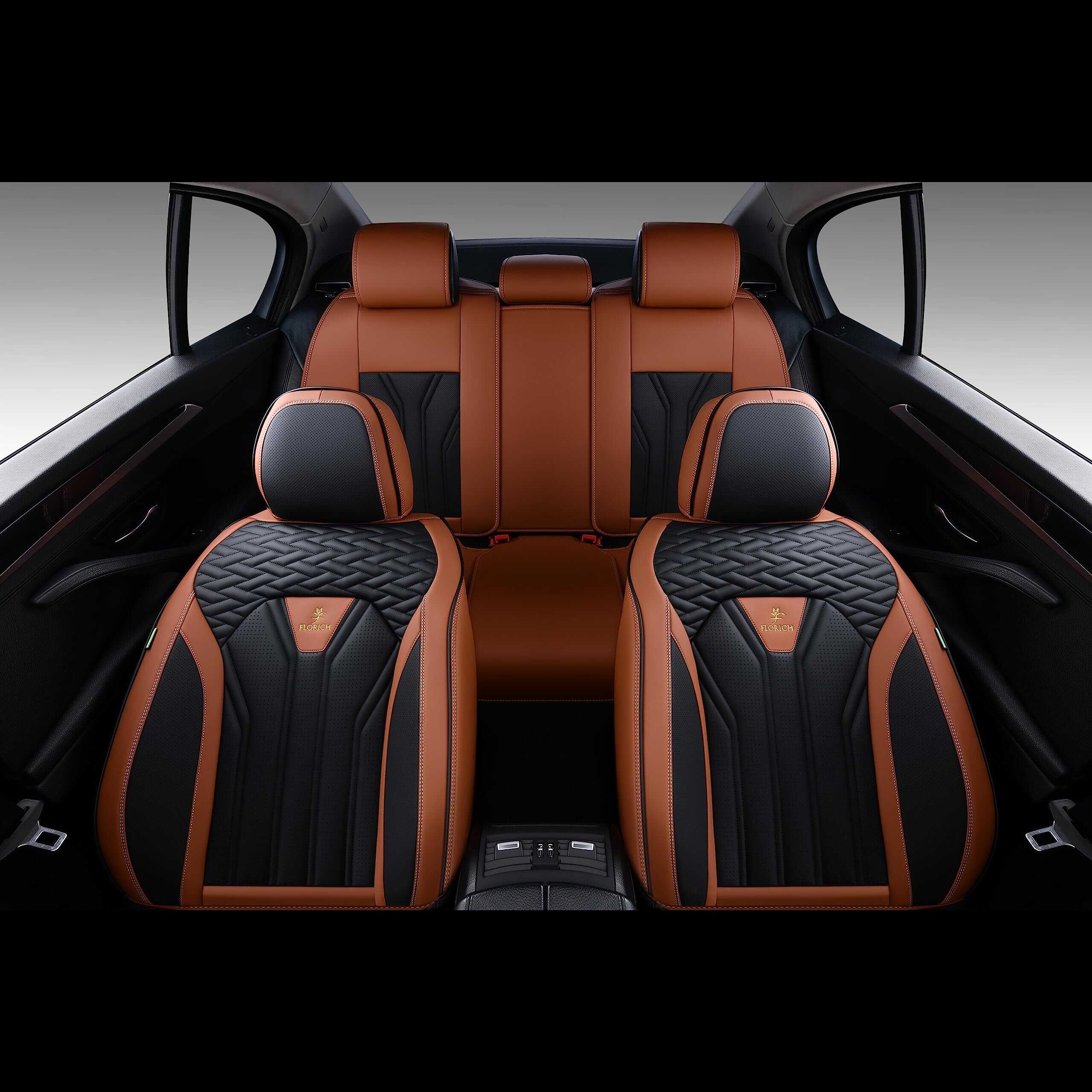 Fundas de Asiento de Cuero FLORICH, Juego -Marrón y Negro - Imagen 6