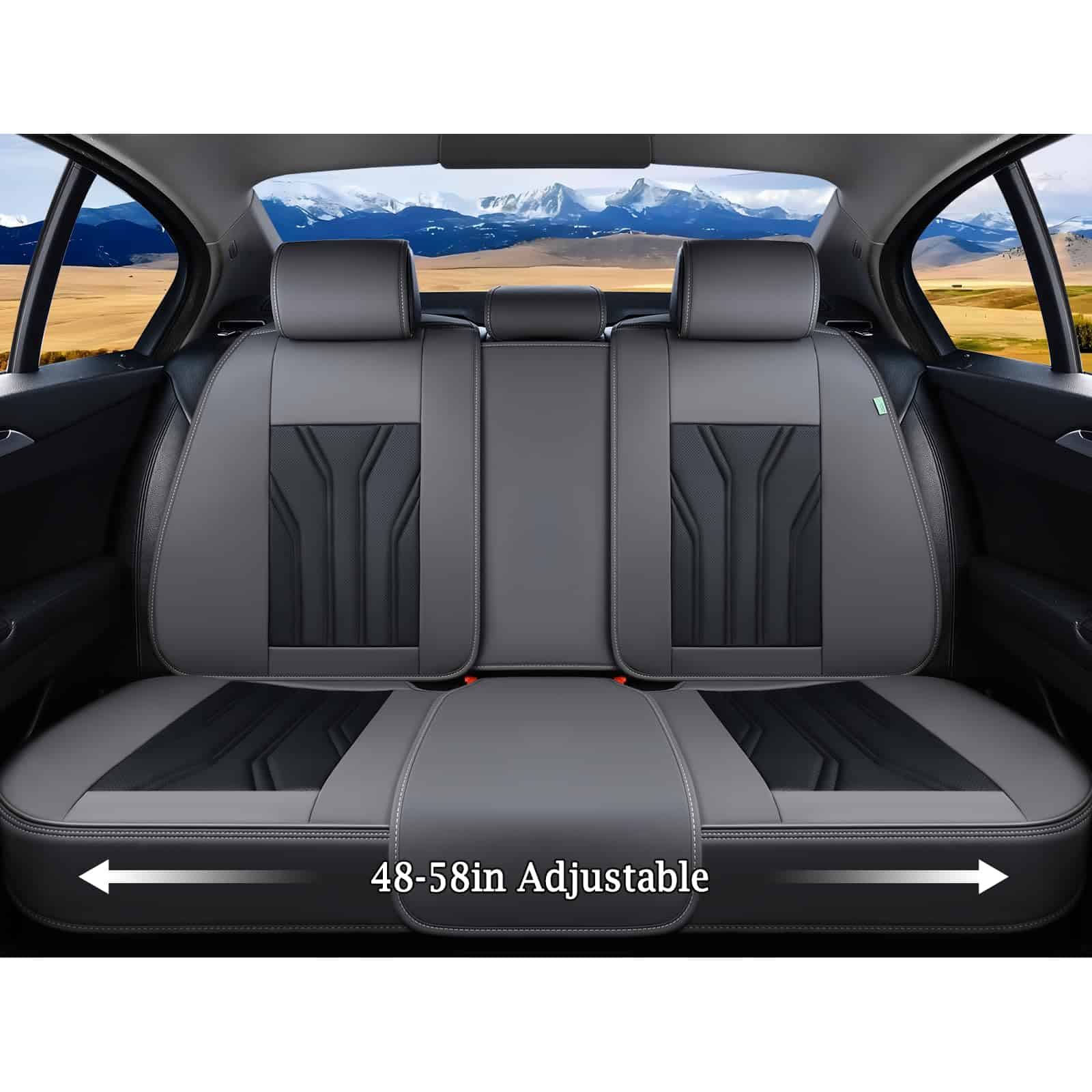 Fundas de Asiento de Cuero FLORICH, Juego -Gris y Negro - Imagen 6