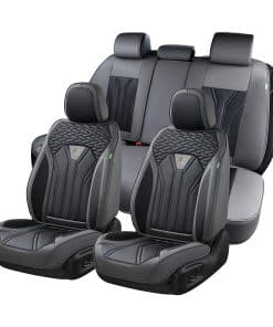 Fundas de Asiento de Cuero FLORICH, Juego -Gris y Negro