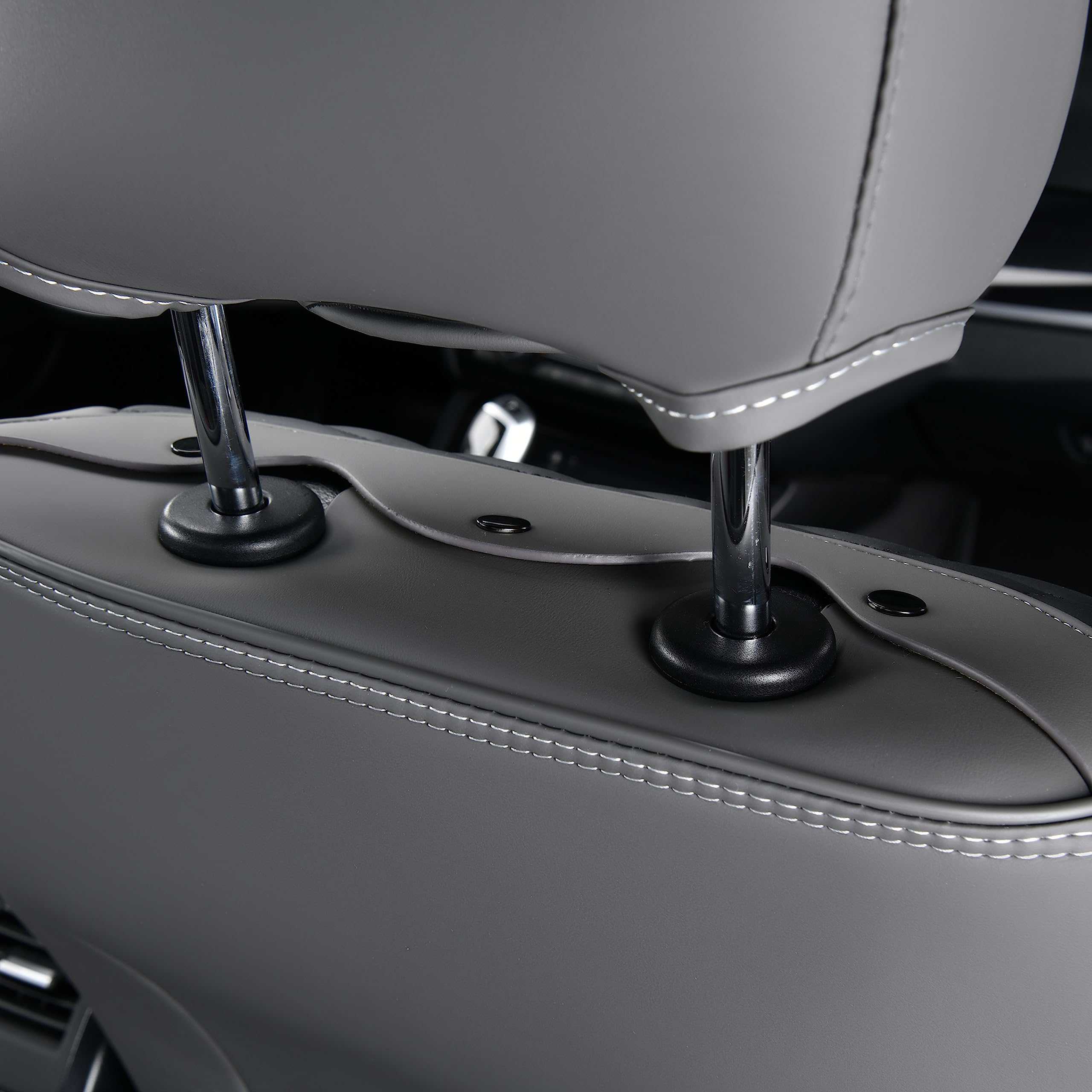 Fundas de Asiento de Cuero FLORICH, Juego -Gris y Negro - Imagen 8