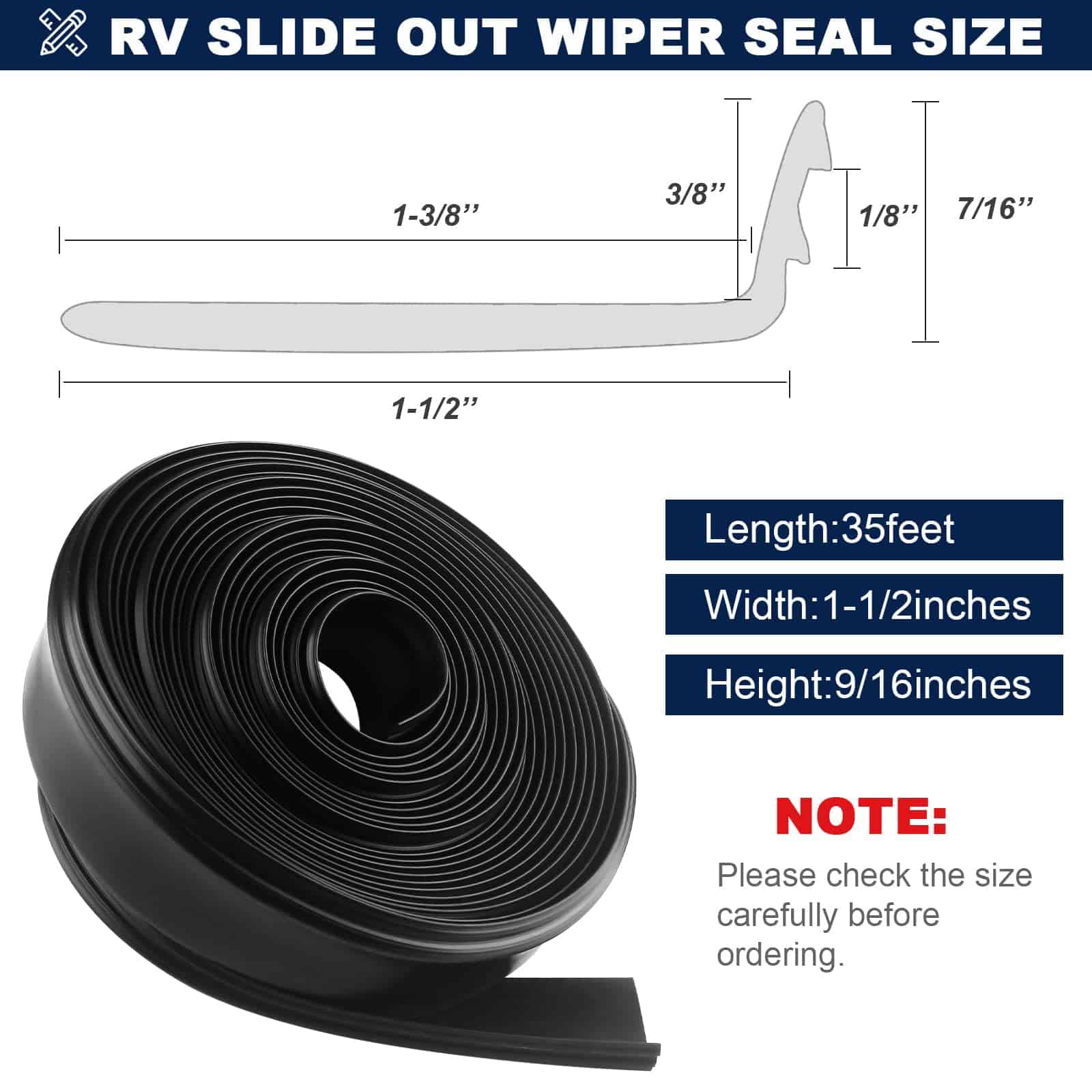 Sello de Deslizamiento para RV de 35 pies - Goma Negra - Imagen 6