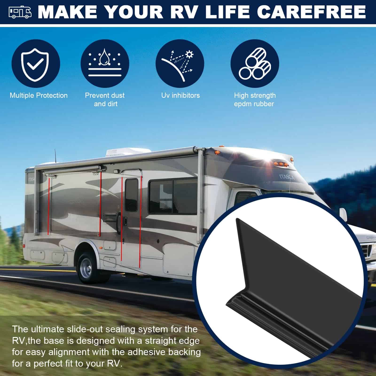 Sello de Deslizamiento para RV de 35 pies - Goma Negra - Imagen 3