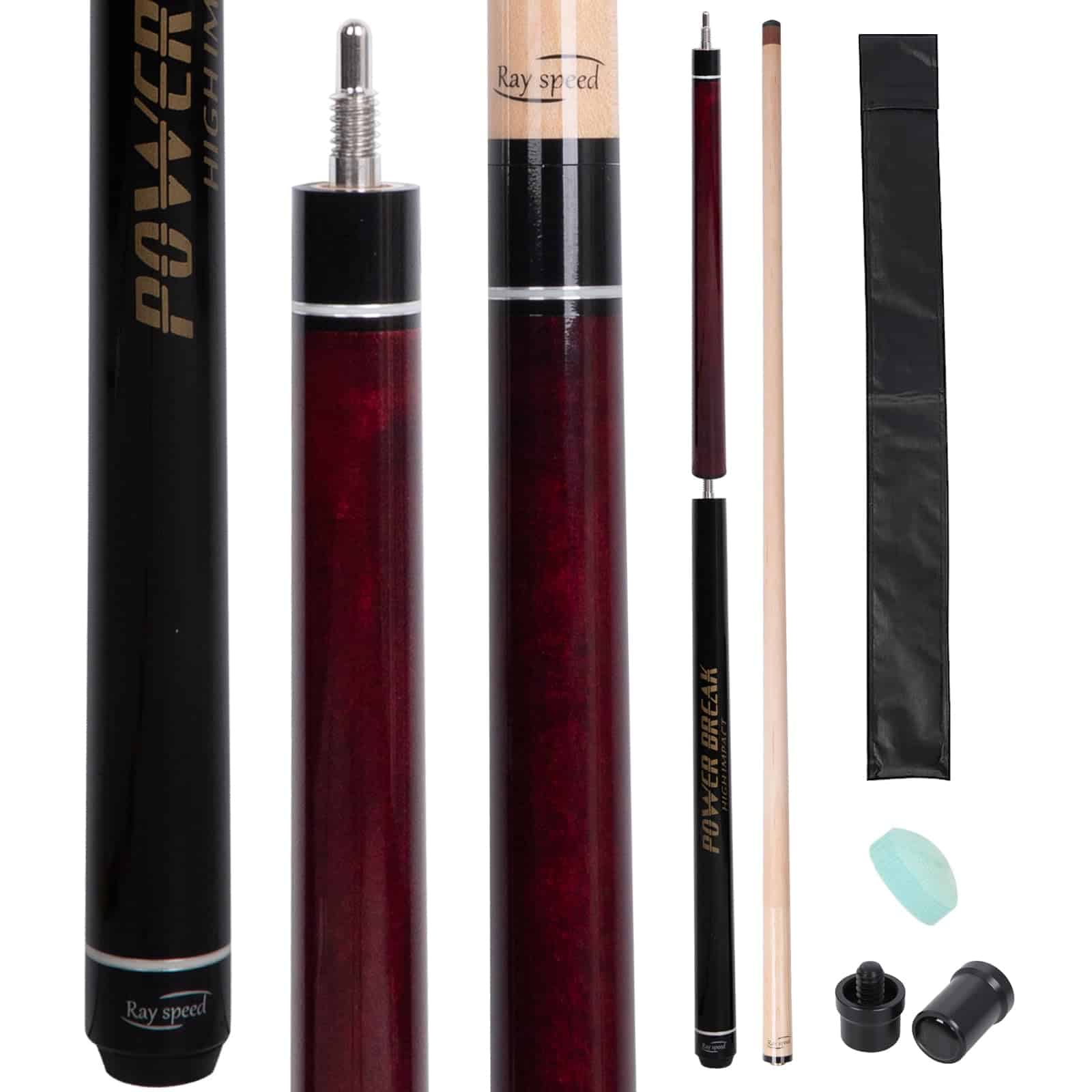 Palo de billar Ray Speed Heavy Hitter Jump -Rojo Vino
