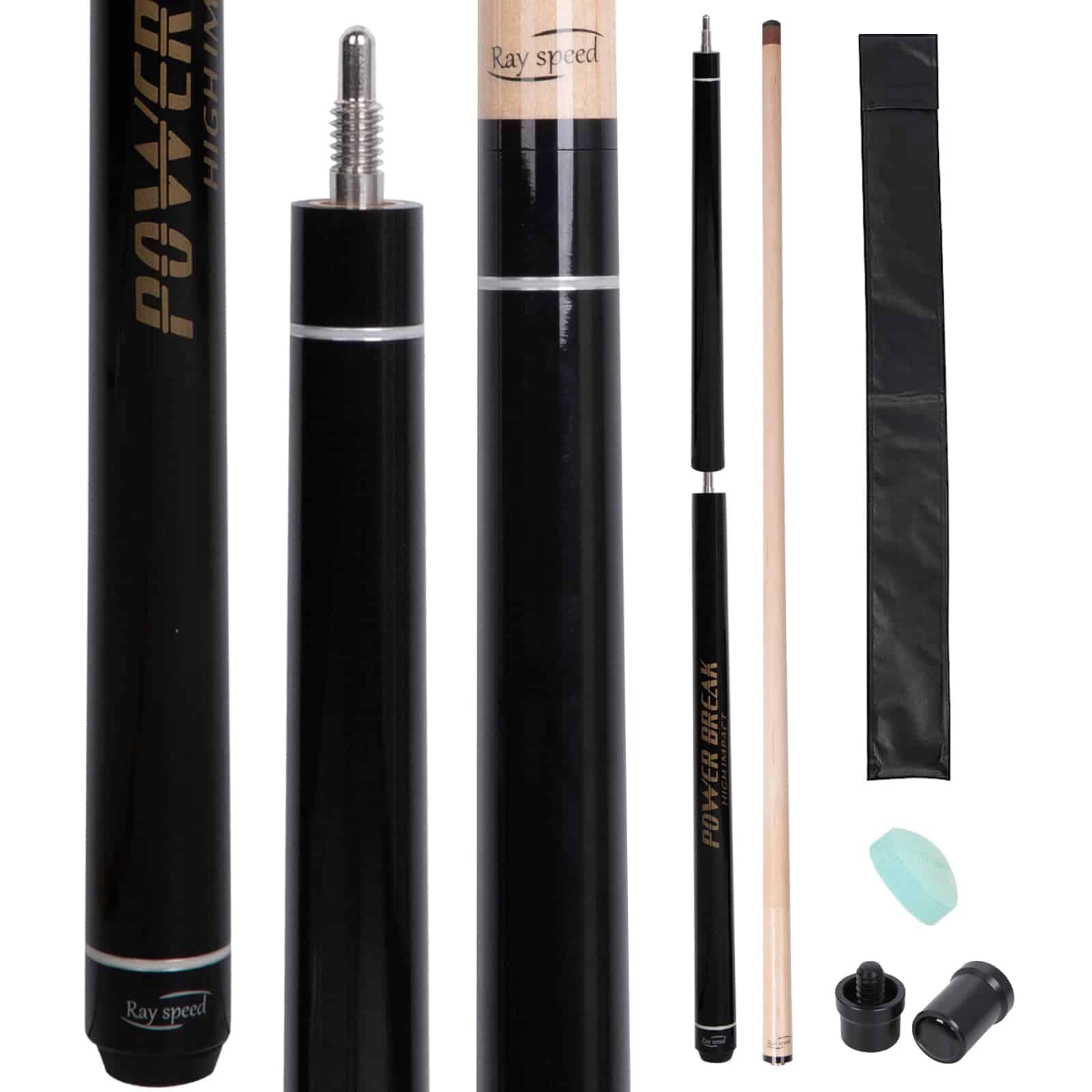 Ray speed Heavy Hitter Jump Break Pool Cue, -Negro