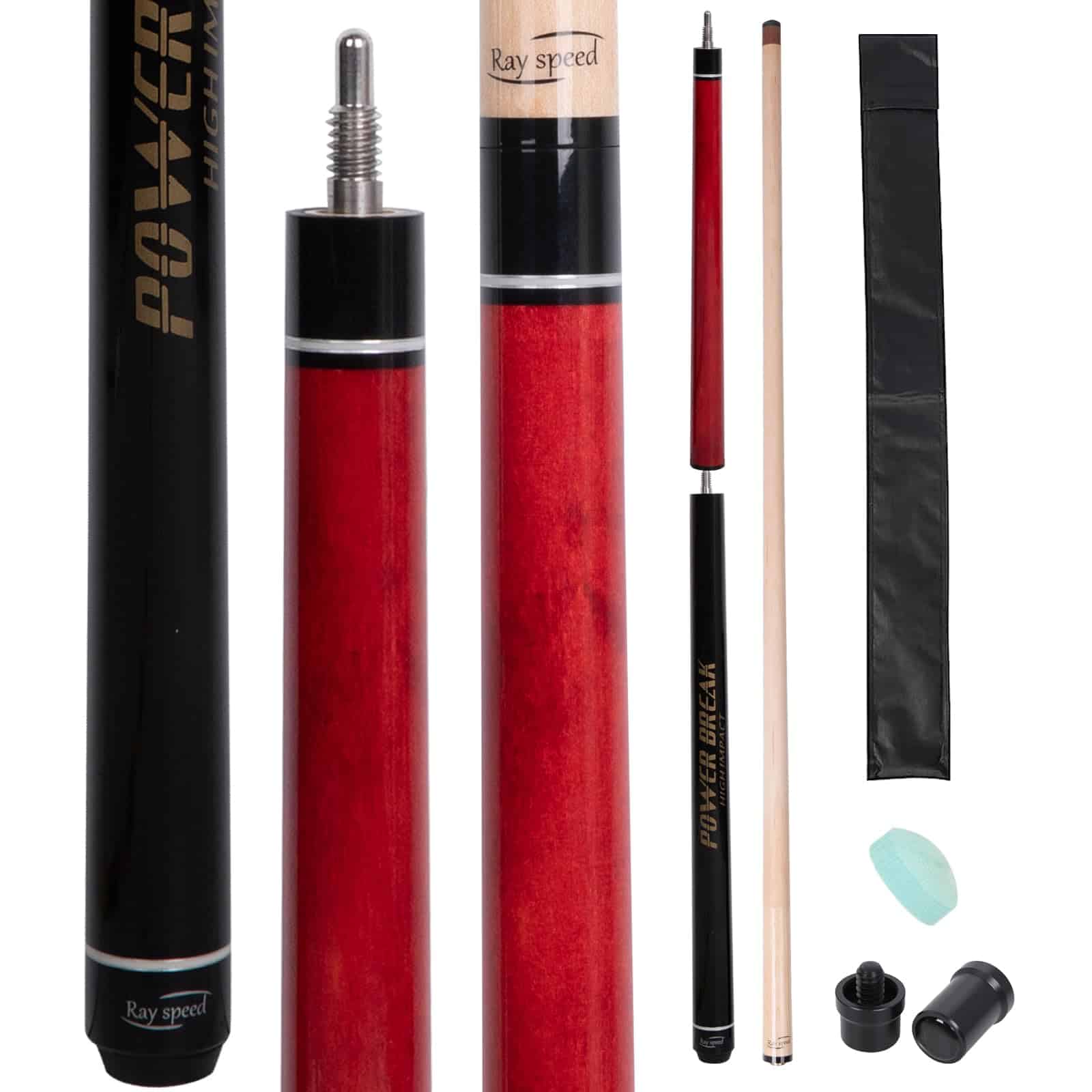 Ray speed Heavy Hitter Jump Break Pool Cue, -Rojo