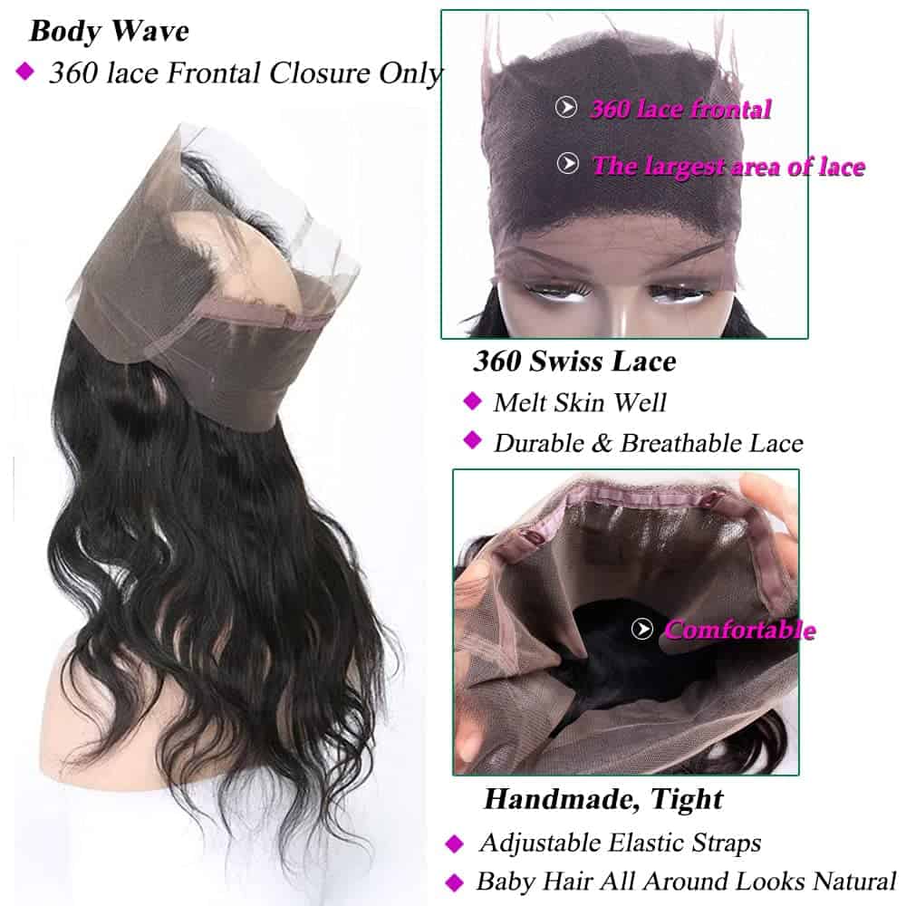 GYAJEP 360 Lace Frontal 360 HD Transparent Full Lace 12A - Imagen 4
