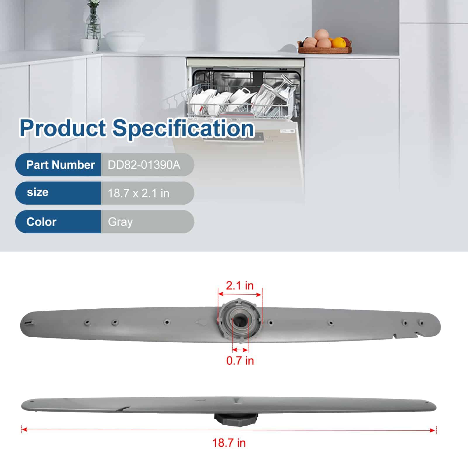 Ensamble de Boquilla Media DD82-01390A - Brazo Rociador - Imagen 3