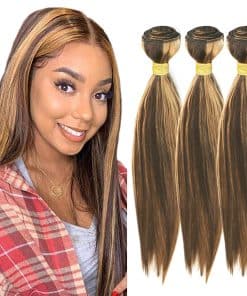 Bundles de Cabello Humano Castaño Oscuro #P4/30 Rojizo Liso