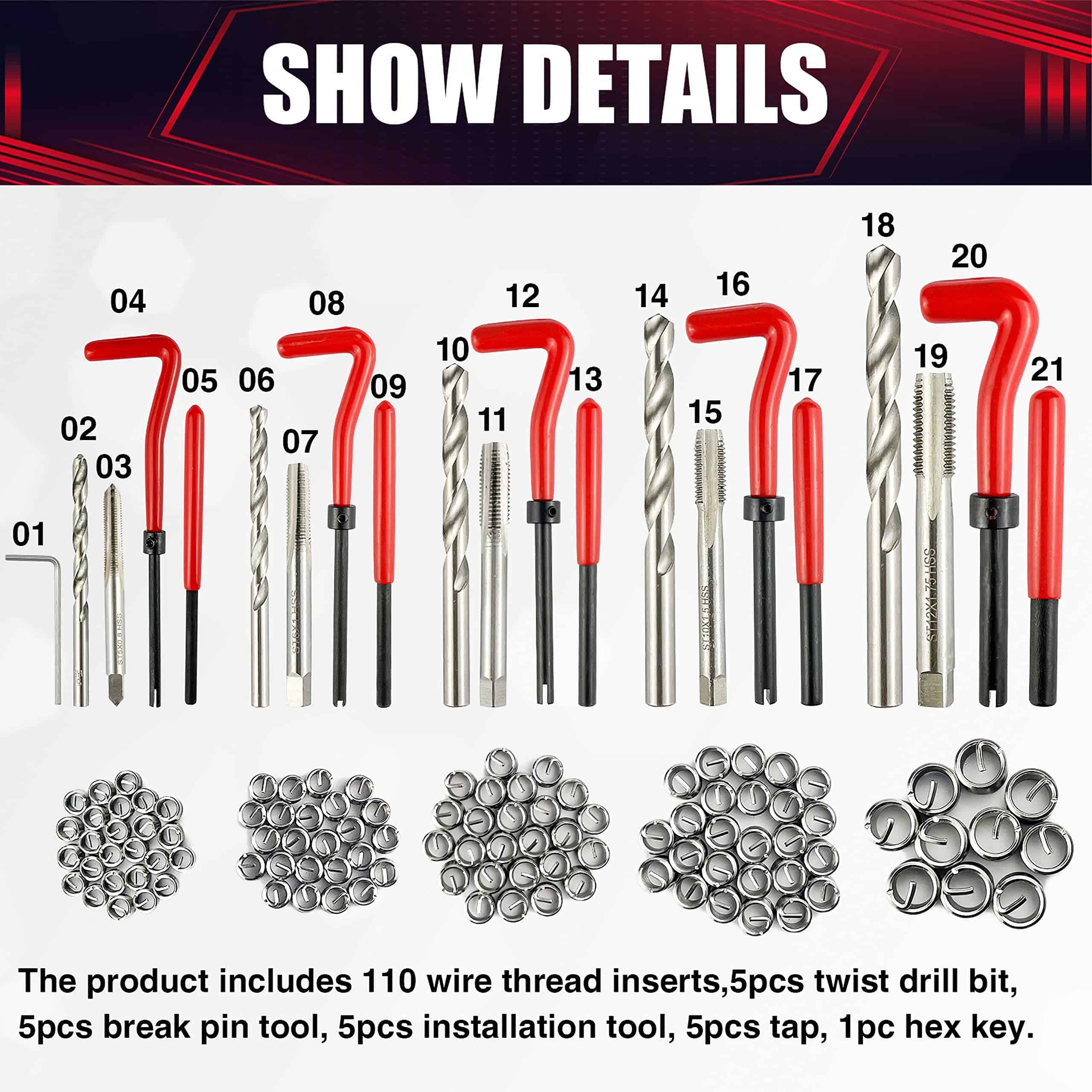 Kit de herramientas de reparación de roscas métricas - Imagen 3