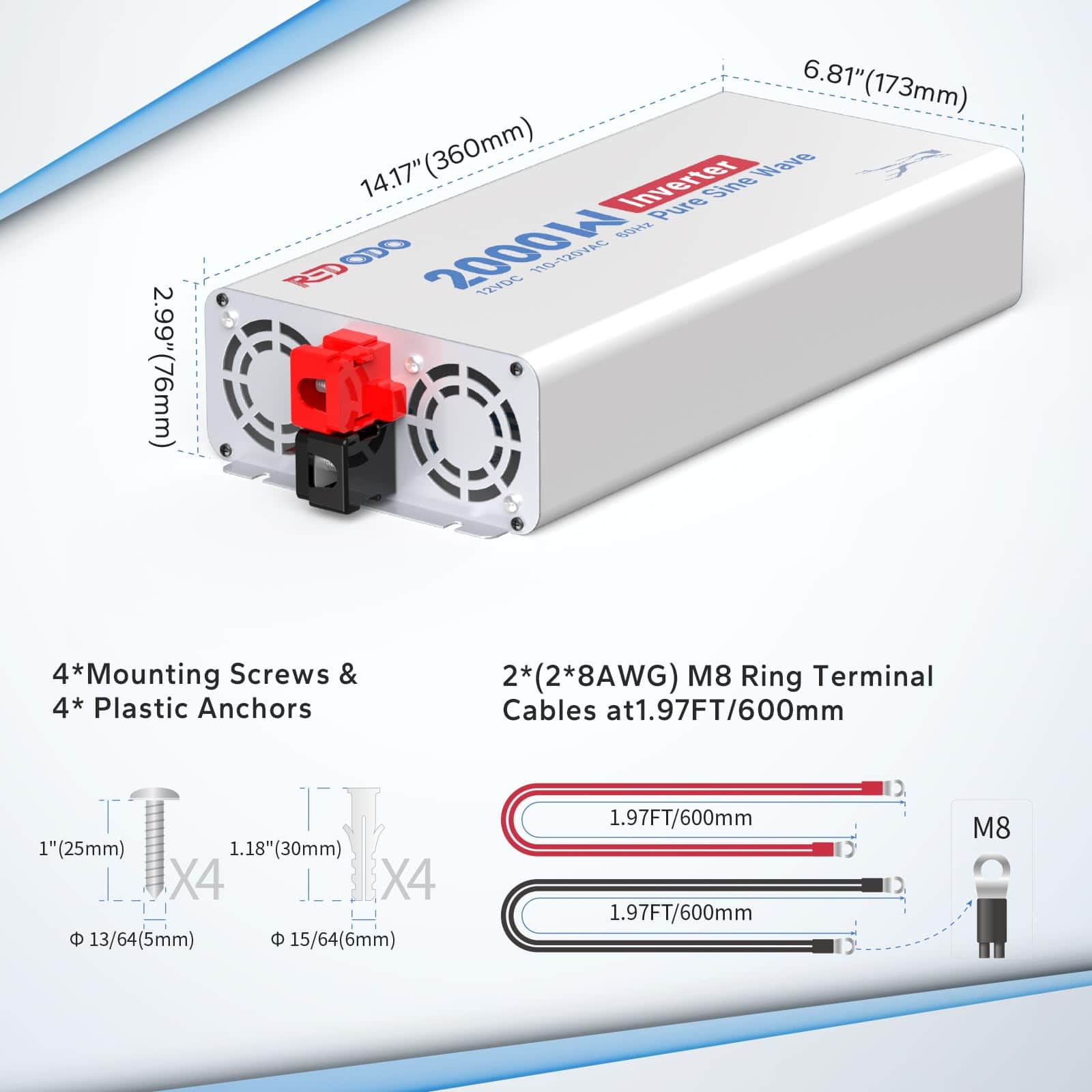 Inversor de corriente Redodo 2000W, Inversor de onda - Imagen 3