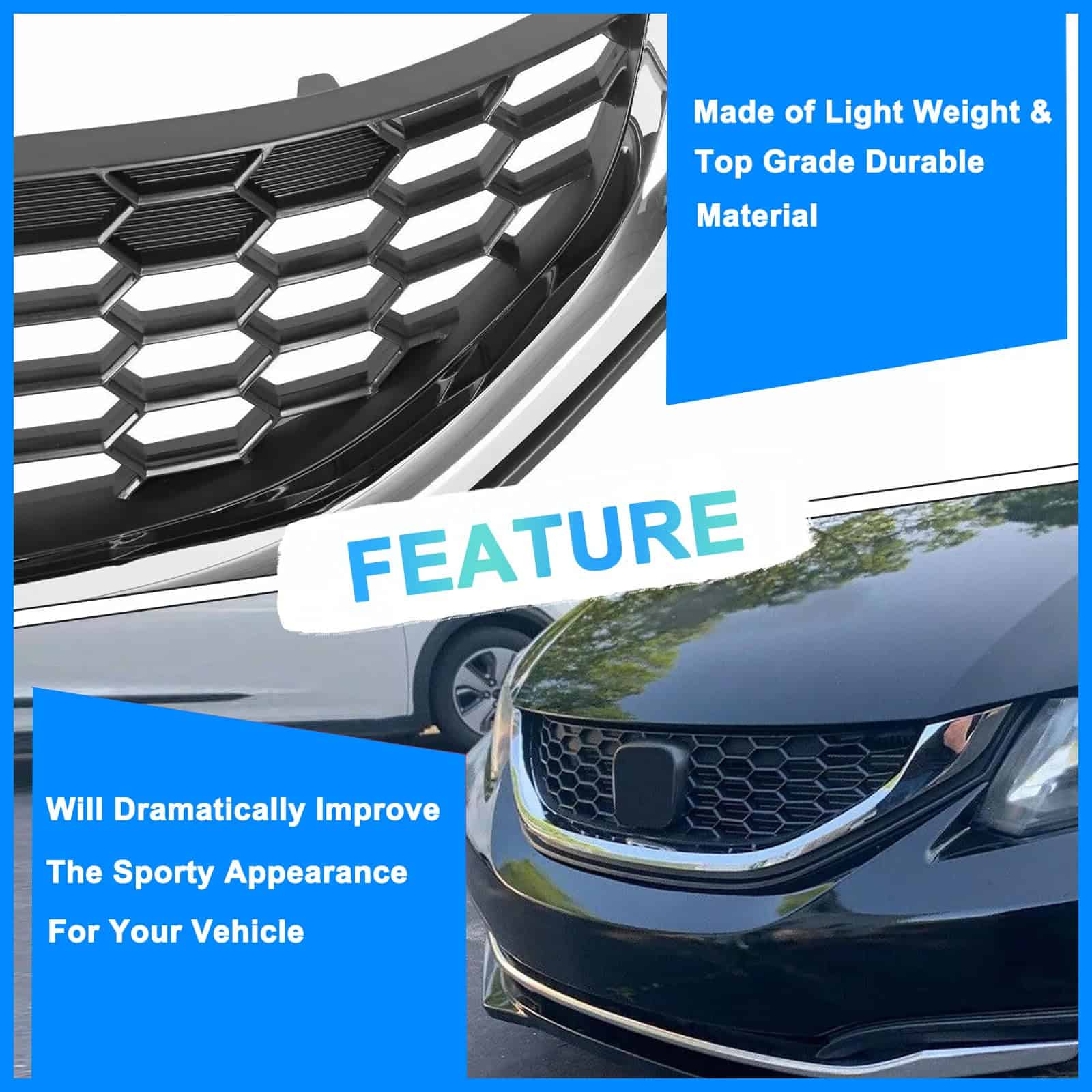 Parrilla de panal de luz para parachoques delantero Honda - Imagen 6