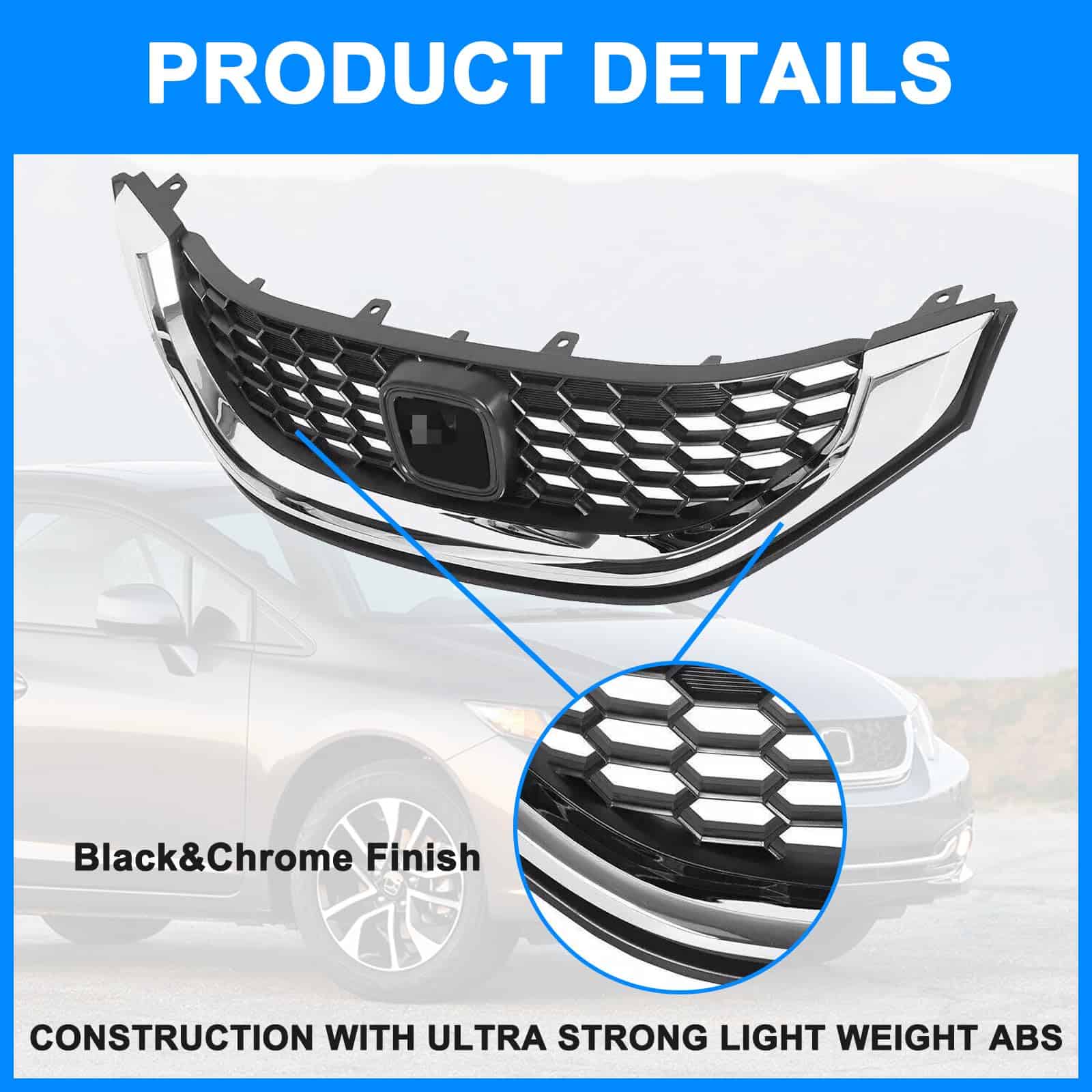 Parrilla de panal de luz para parachoques delantero Honda - Imagen 4