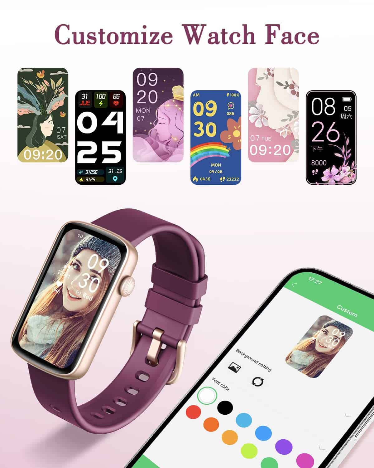 Relojes de Fitness para Mujeres SHANG WING, LYNN2 -Morado - Imagen 3