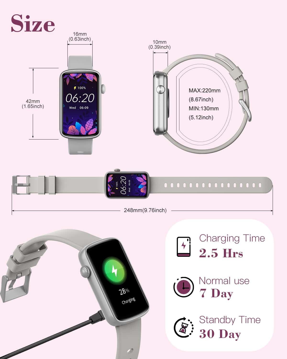 Relojes de Fitness para Mujeres SHANG WING, -Gris - Imagen 6