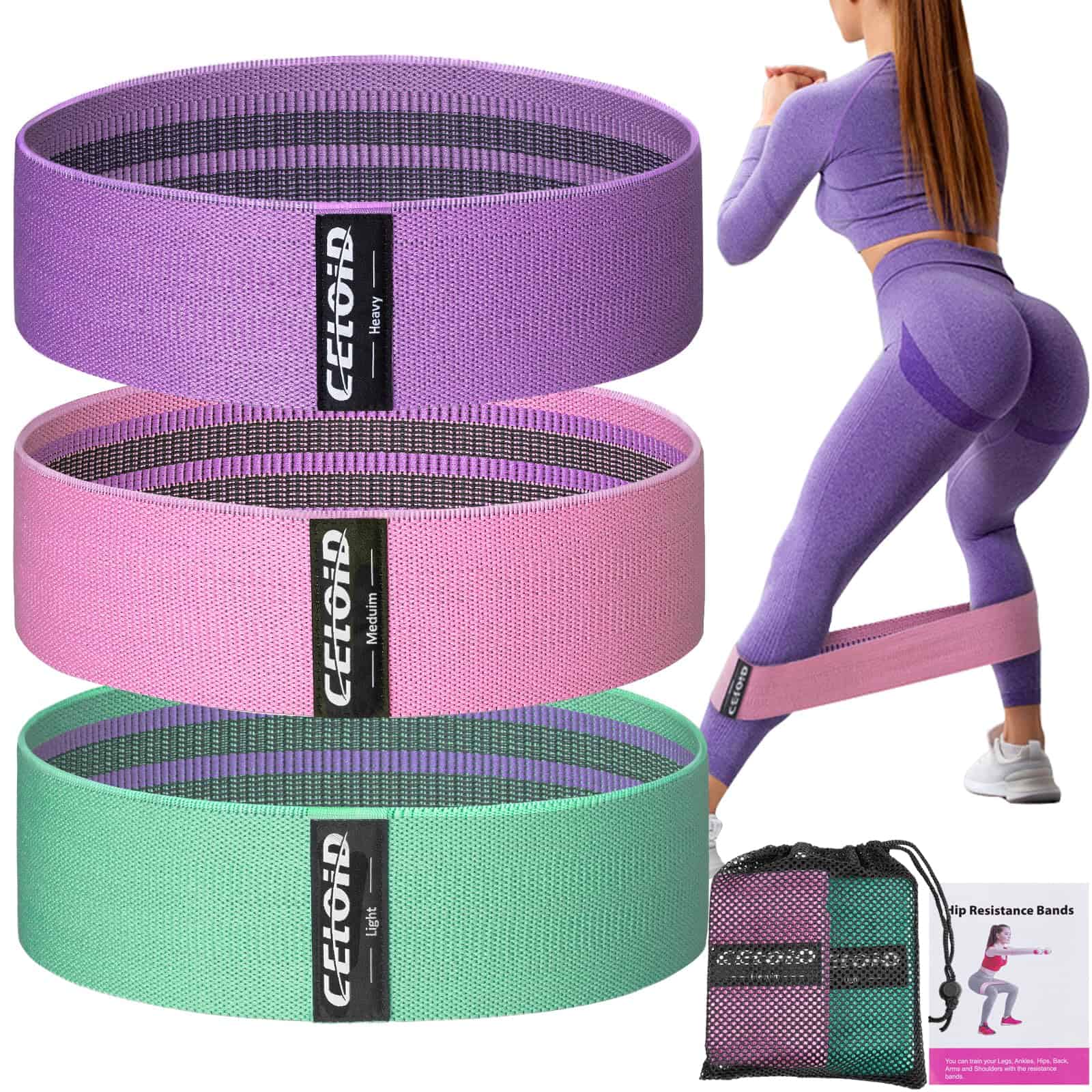 Conjunto de Bandas de Resistencia -Verde, Morado, Rosa