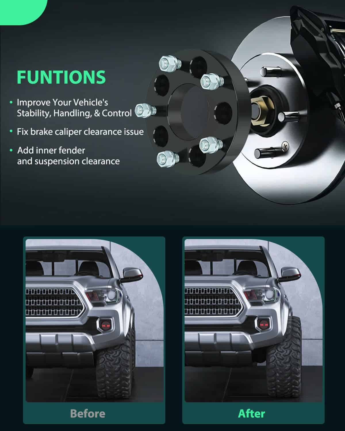 SCITOO 4Pcs Adaptadores de Rueda 1.25 pulgadas 5x5 a 5x5.5 - Imagen 5