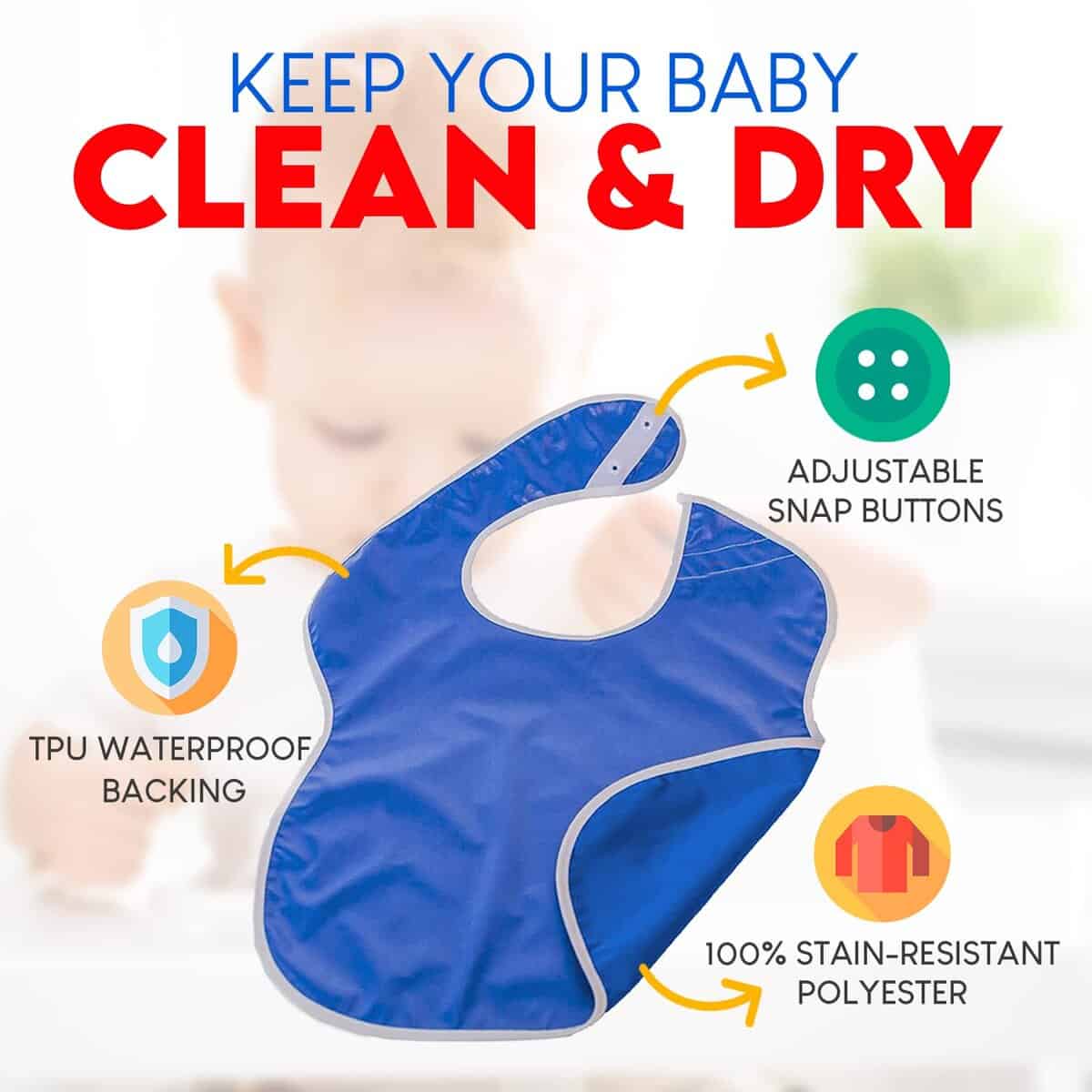 Baberos grandes impermeables para bebés Toppy Toddler con - Imagen 3