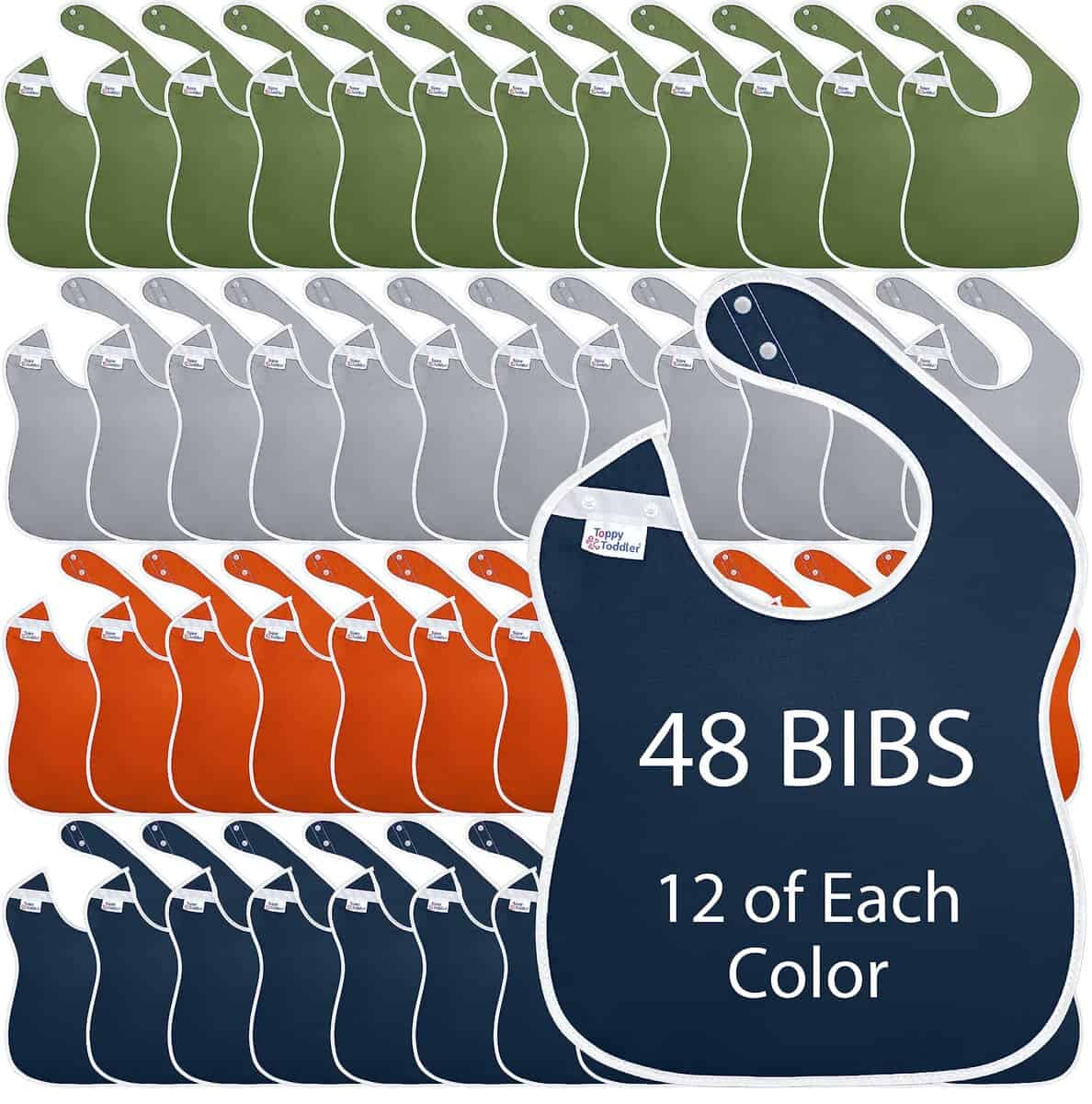 Paquete de 48 baberos grandes impermeables -Multicolor - Gri