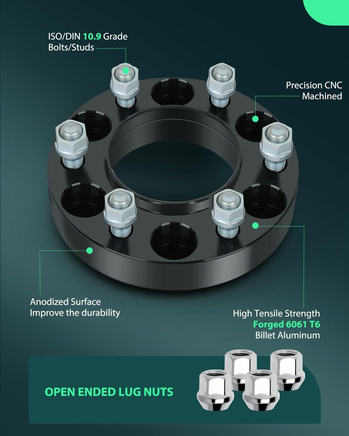 SCITOO 4Pcs 6x5.5 Separadores de Rueda 1.25 pulgadas - Imagen 4