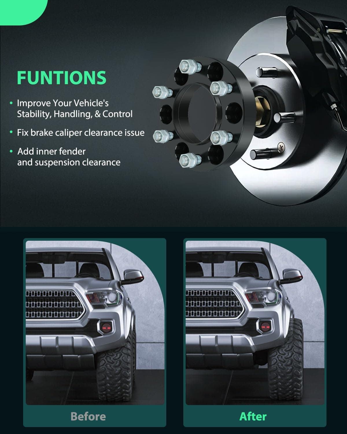 SCITOO 4Pcs 6x5.5 Separadores de Rueda 1.25 pulgadas - Imagen 5