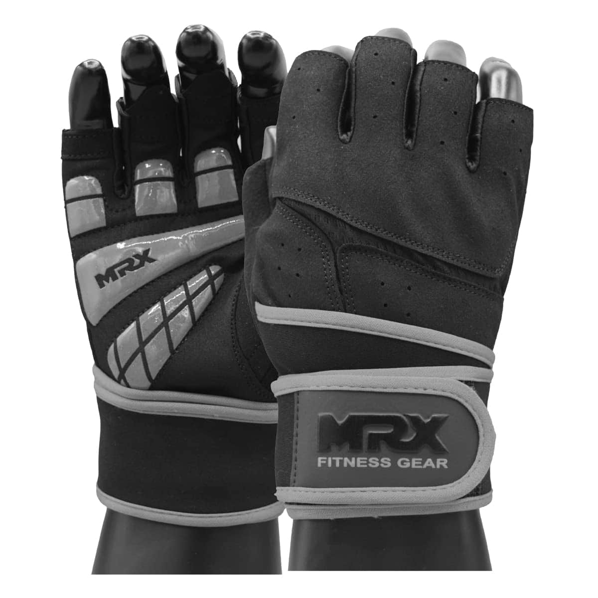 Guantes de Levantamiento de Pesas MRX para -Negro Gris 2627 - Imagen 4