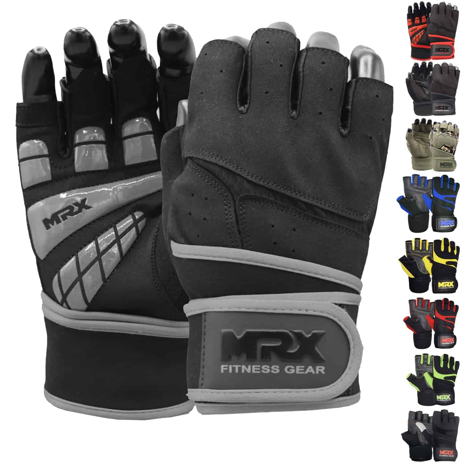 Guantes de Levantamiento de Pesas MRX para -Negro Gris 2627