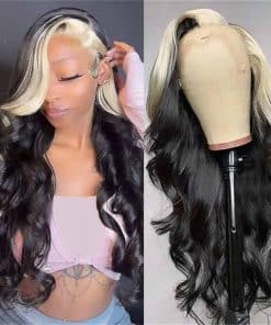 Pelucas de Encaje AimeileMiss Negro con Raya Blanca