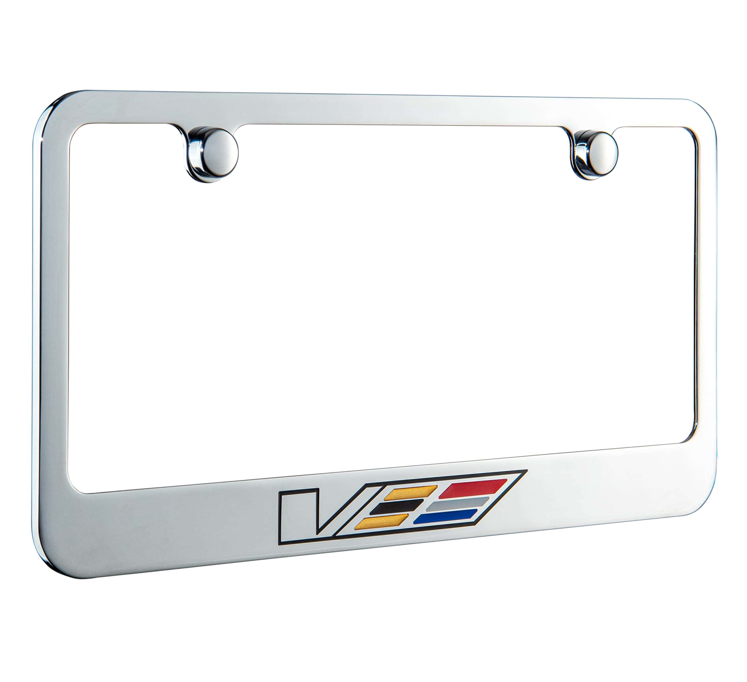 Marco de placa de matrícula cromado con logo de Cadilac V,