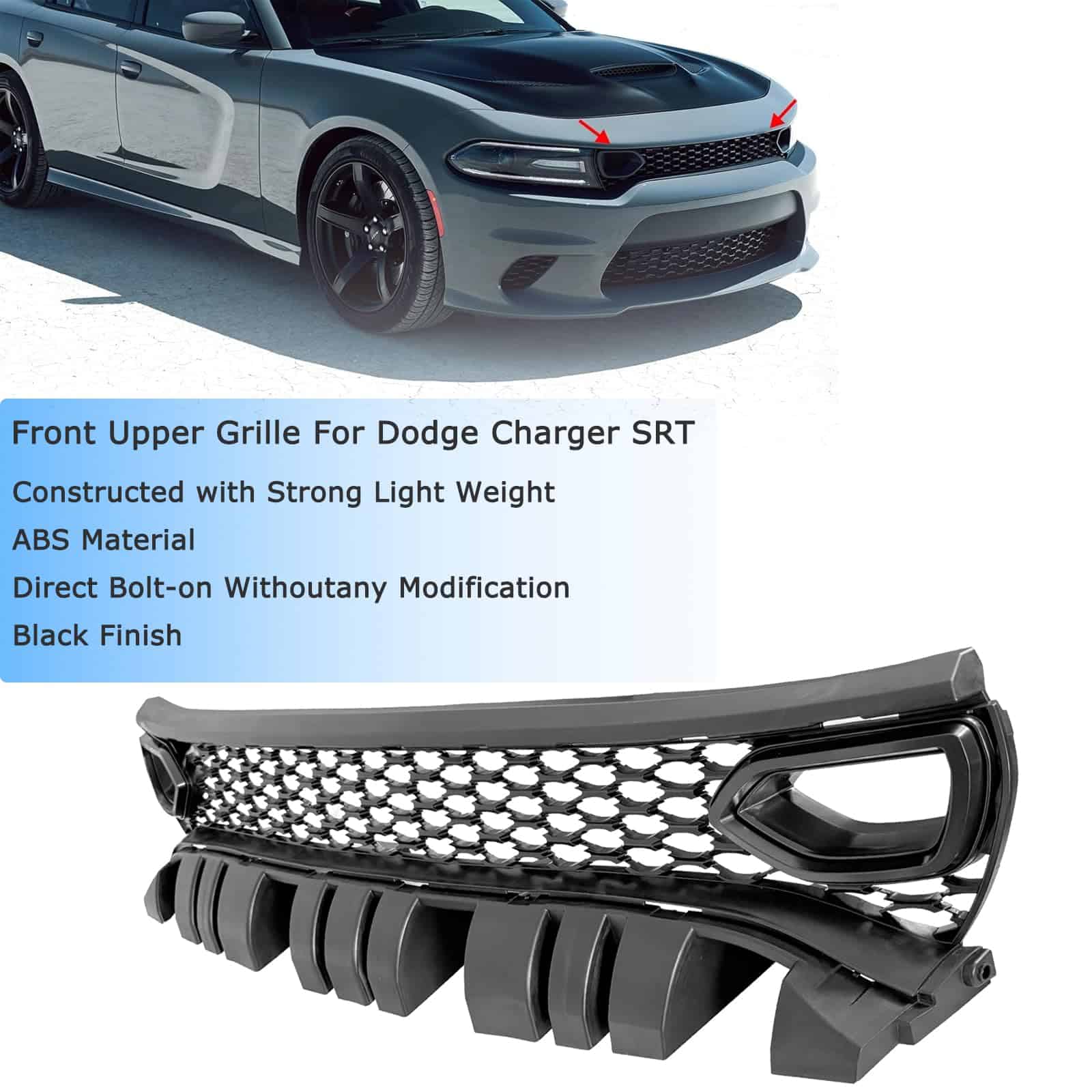 Parrilla delantera colectora de luz para Dodge Charger SRT - Imagen 5