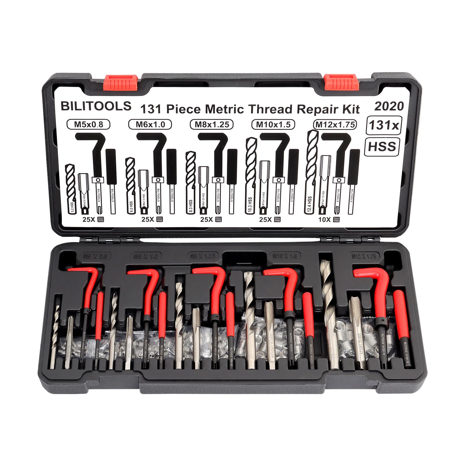 BILITOOLS Kit de Reparación de Roscas Métricas, 131 Piezas